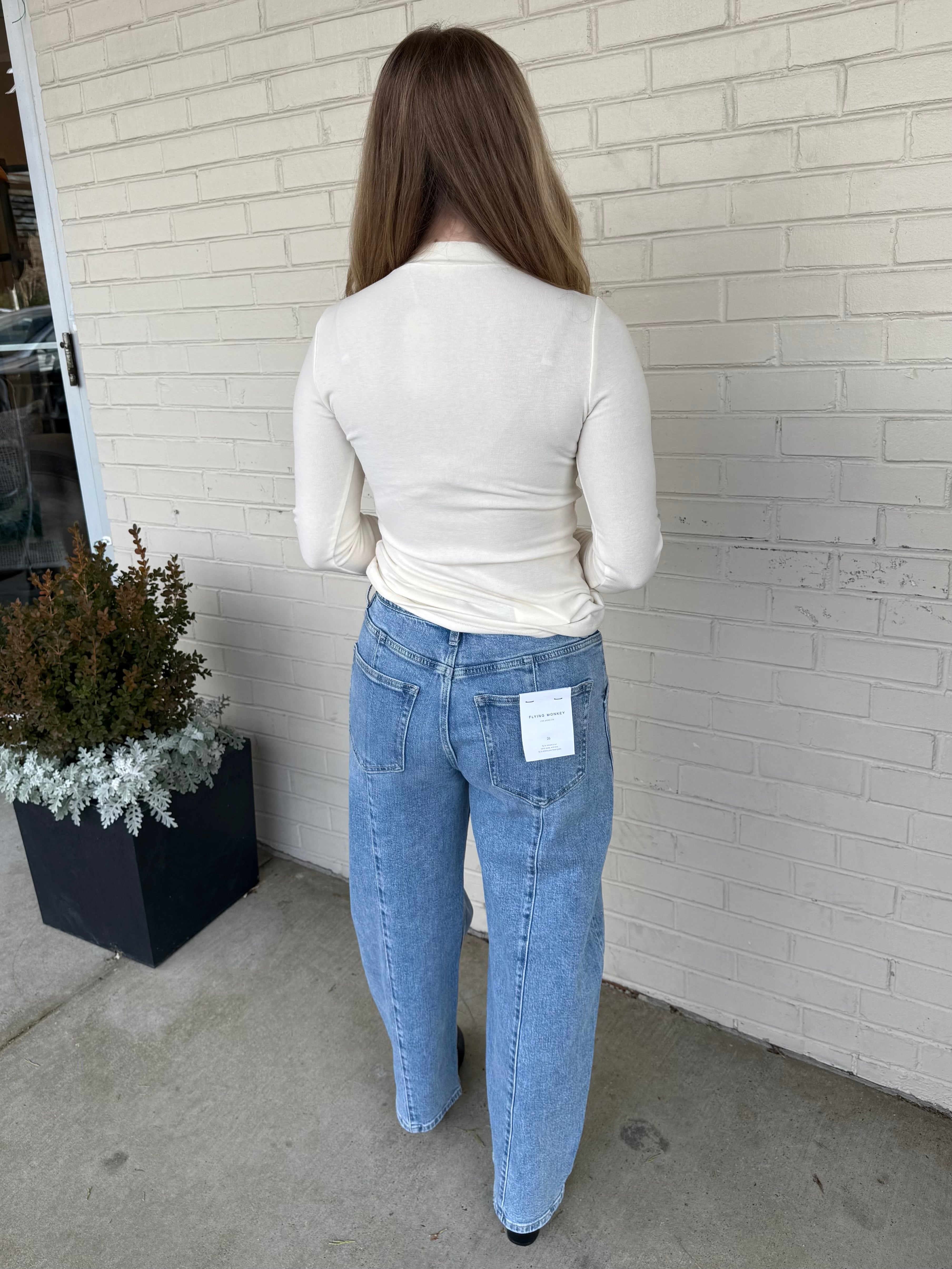 Flying Monkey | Alina High Rise Barrel Jeans | Sweetest Stitch
