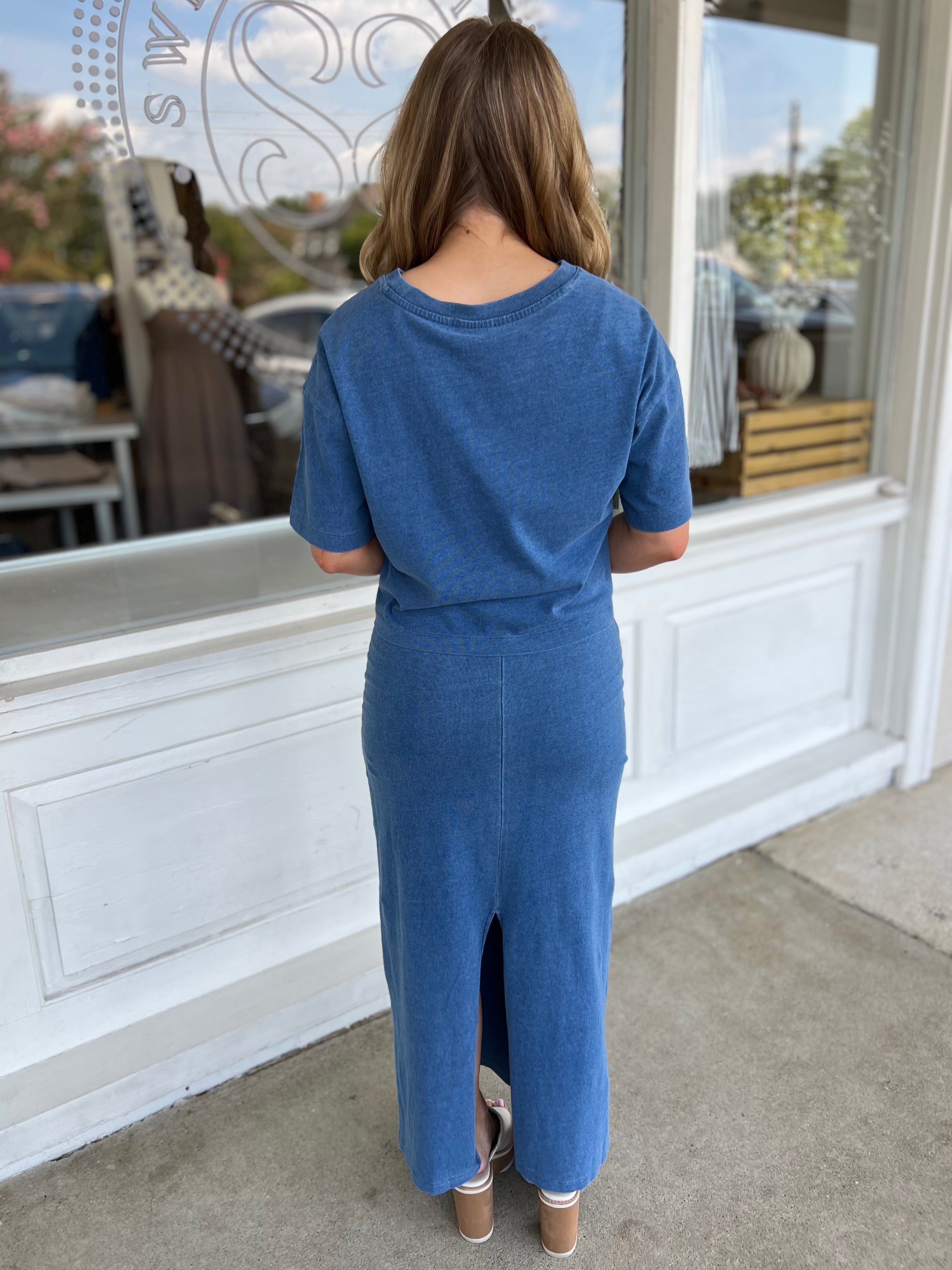 Z Supply | Gail Jersey Denim Midi Skirt | Sweetest Stitch