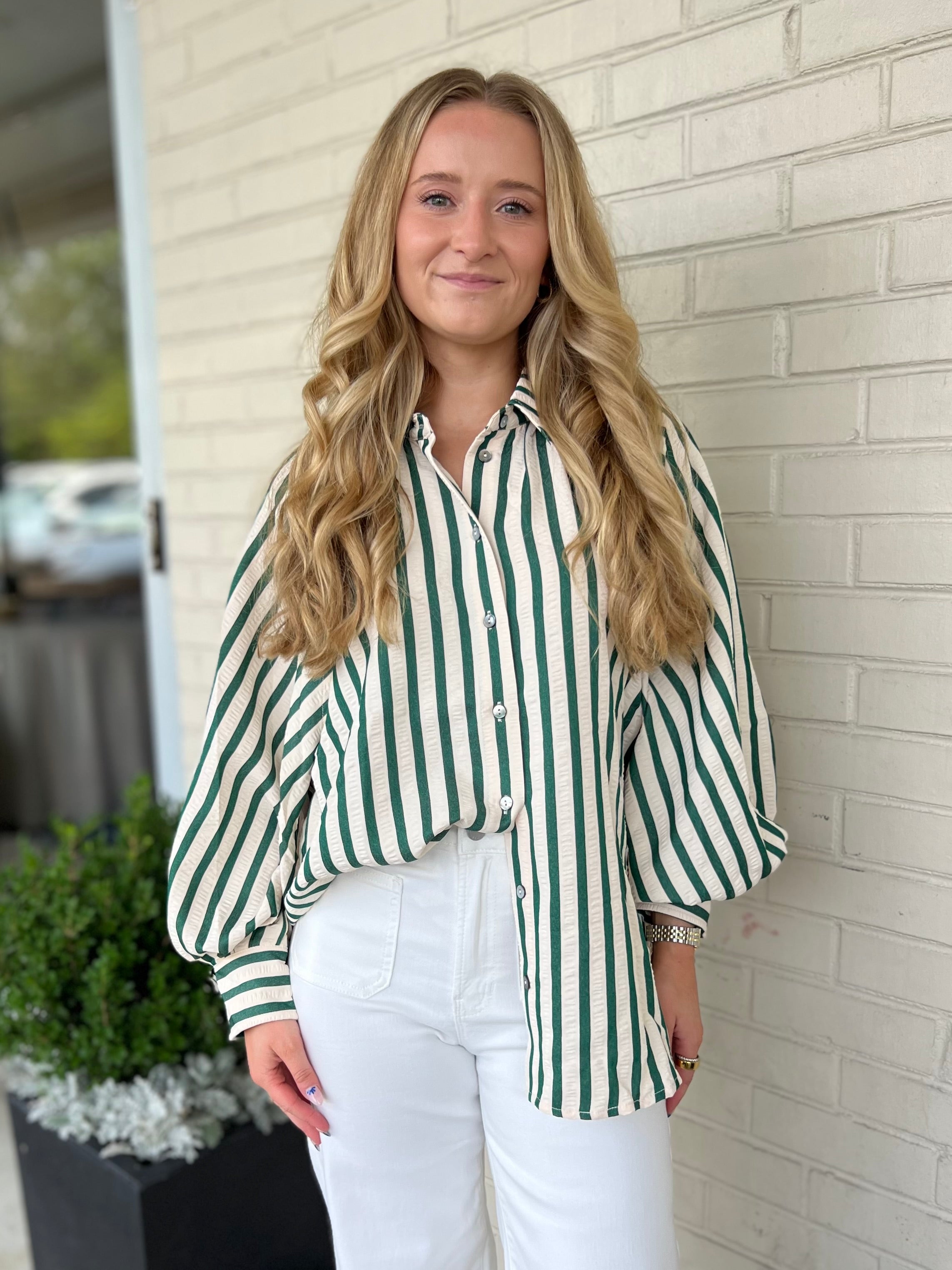 Entro | Esmerelda Striped Button Up Top | Sweetest Stitch Boutique