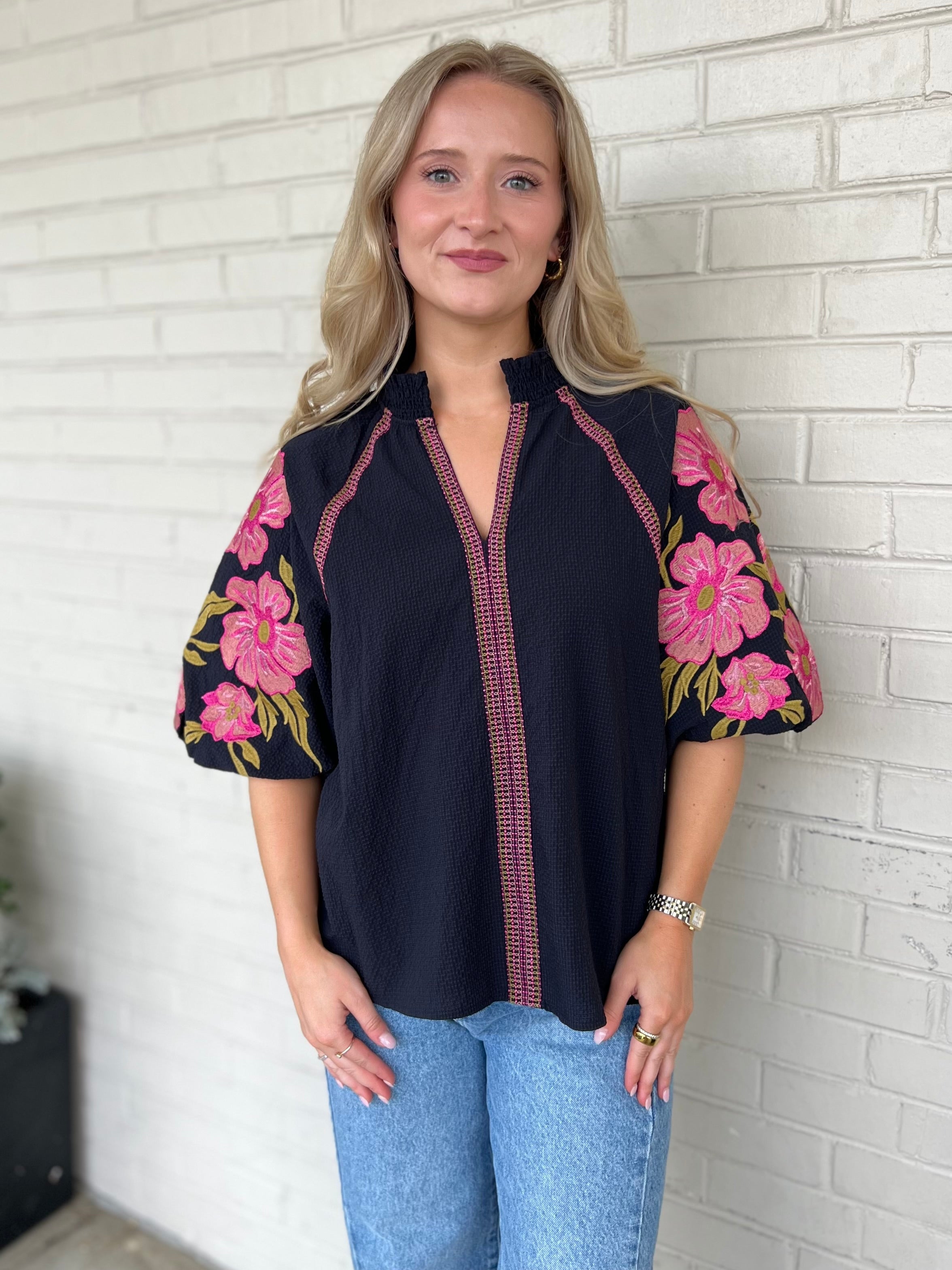 THML | Layla Puff Sleeve Floral Top | Sweetest Stitch