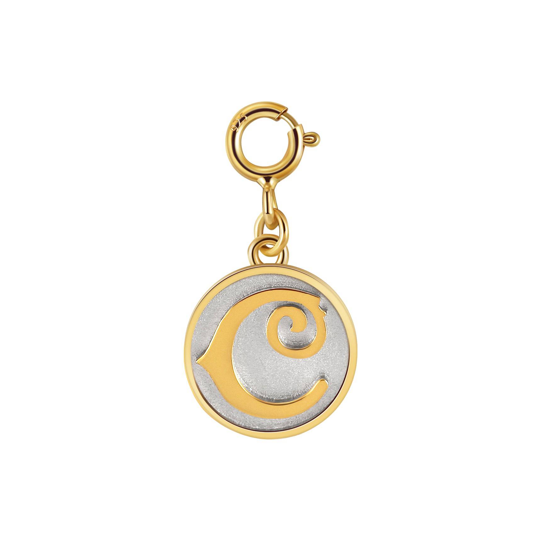 Dainty Fancy Initial Clip on Pendant Charm letter C
