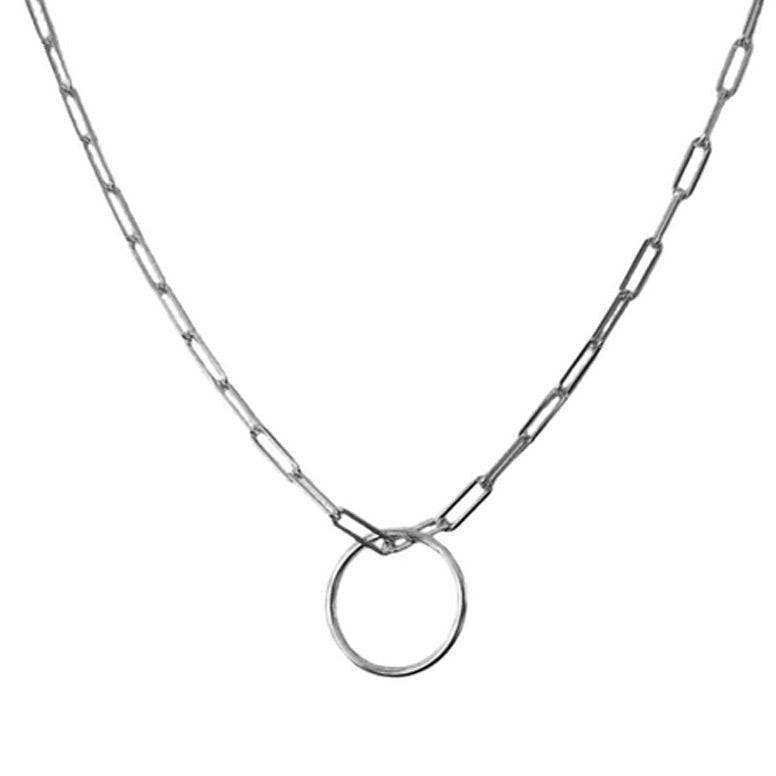 X 30-inch Clip Link Ring Necklace Silver