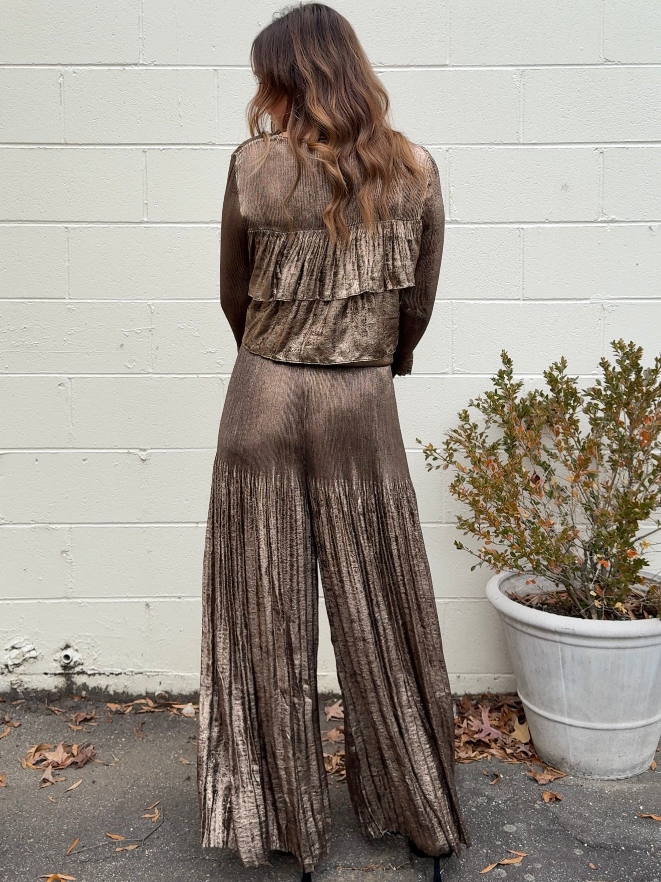 Current Air | Miley Wide Leg Metallic Pants | Sweetest Stitch Boutique