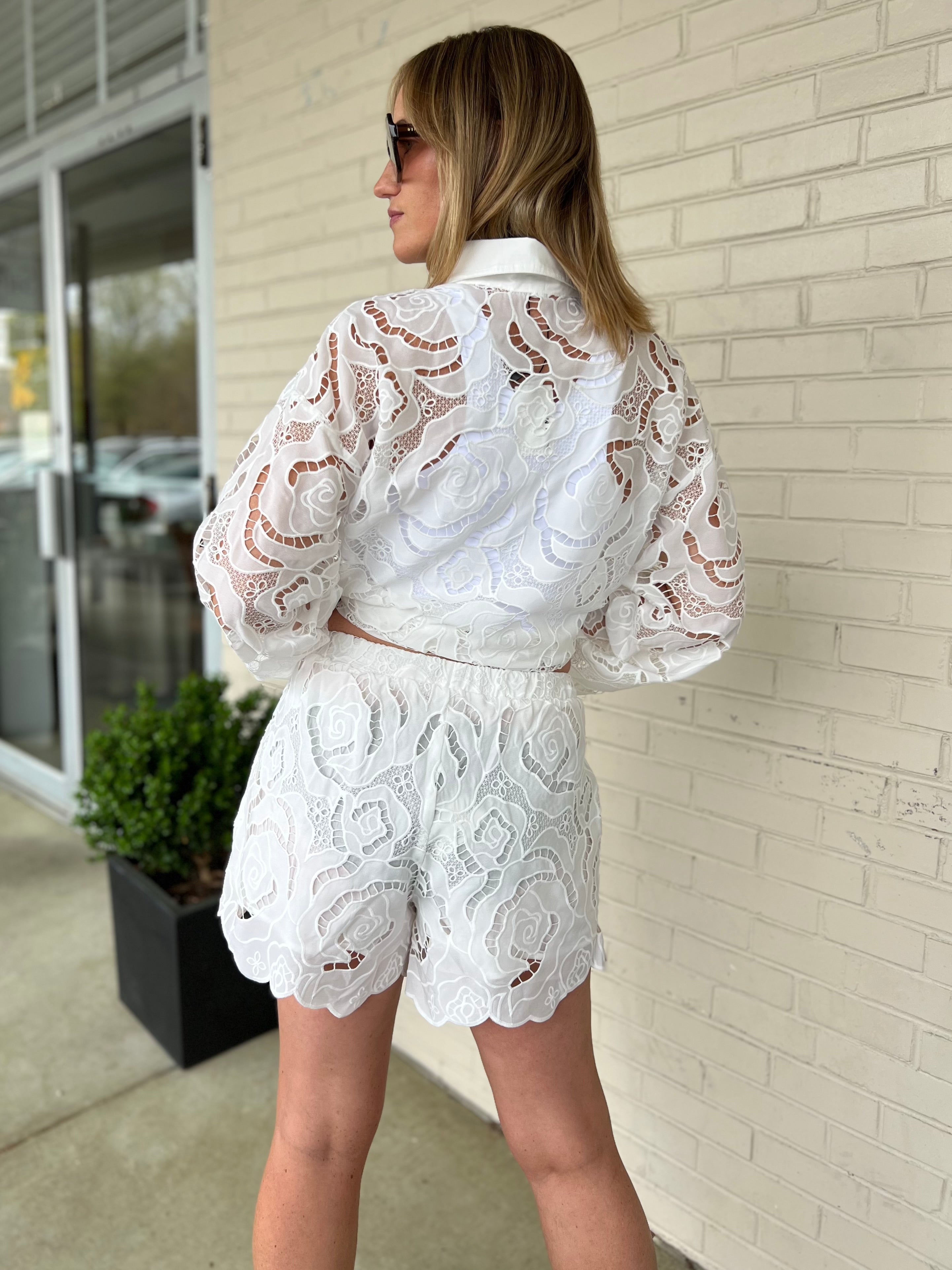 Miou Muse | Victoria Eyelet Shorts | Sweetest Stitch