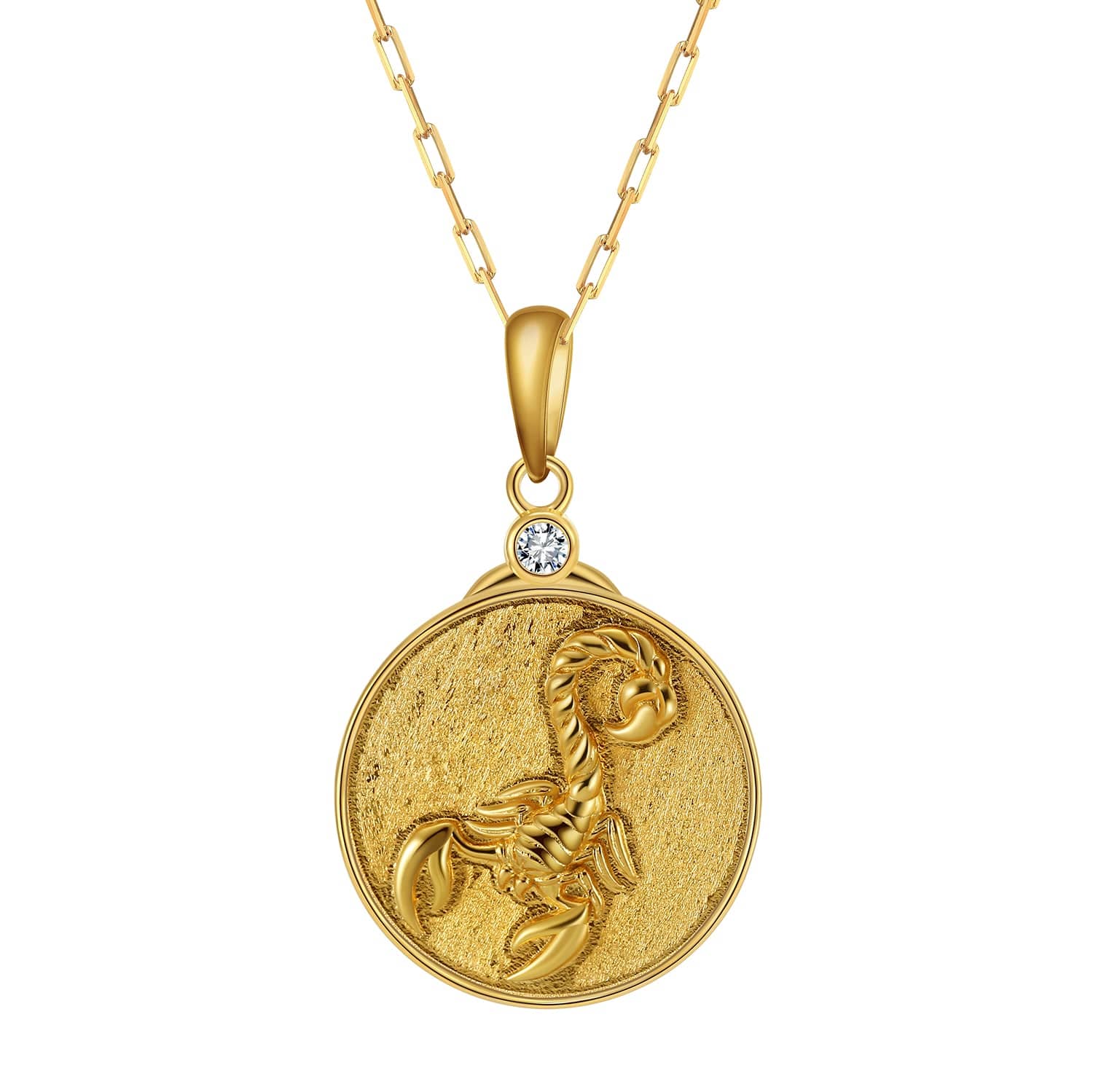 Gold Zodiac Scorpio Scorpion Medallion Necklace