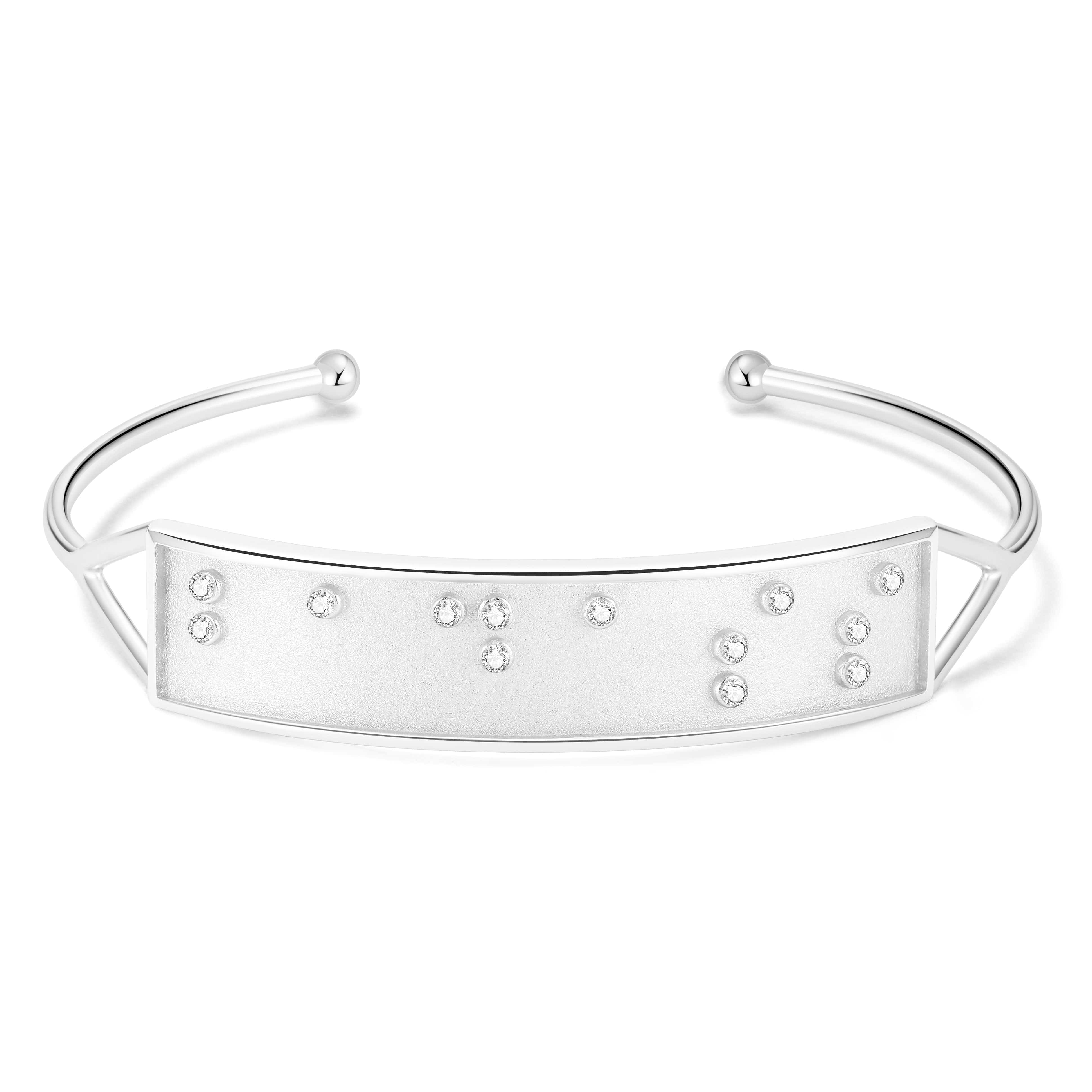 Touchstone Badass Cuff Silver with "Badass" in Braille Crystals