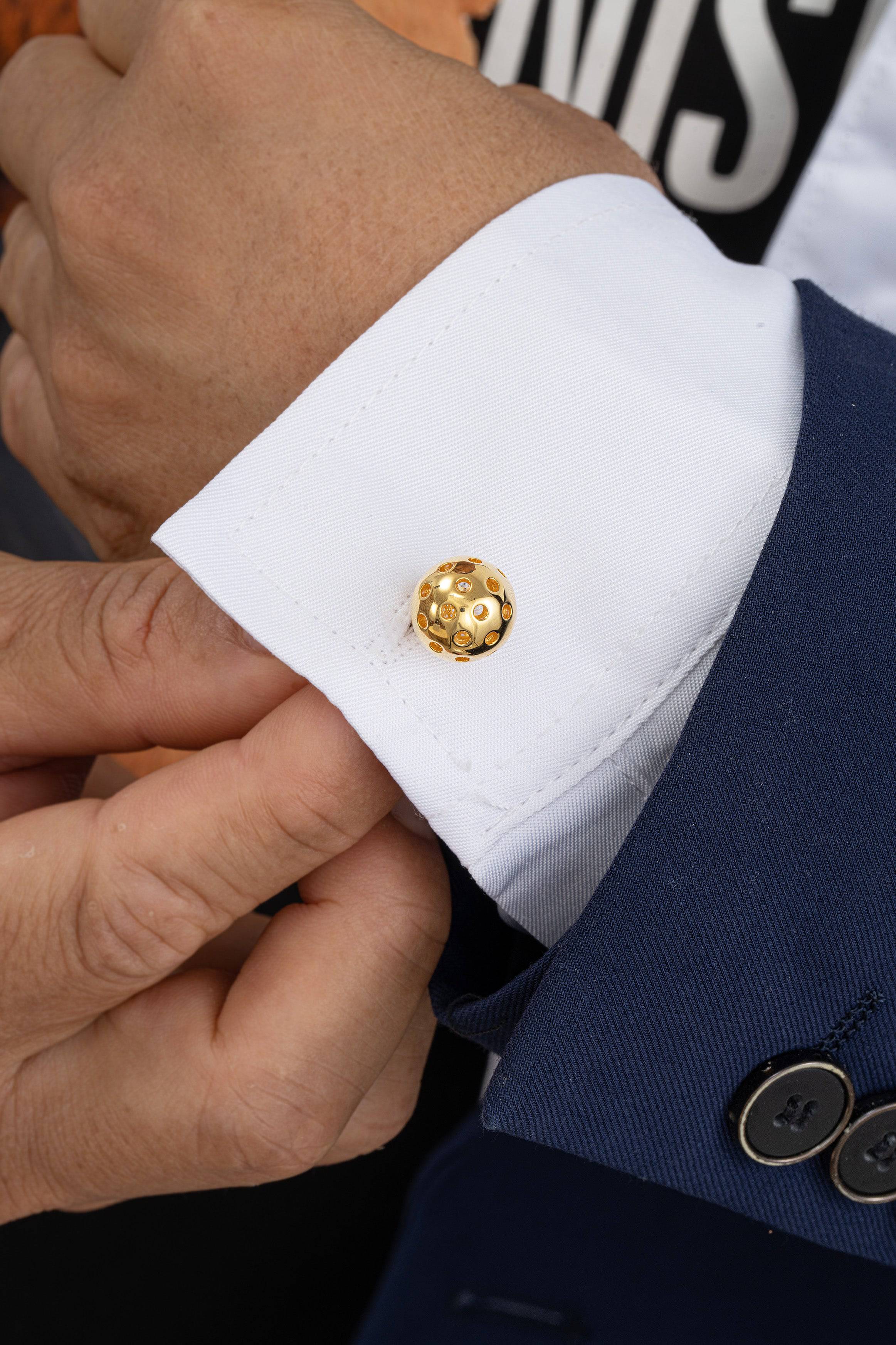 Pickleball Cuff Links Gold Ball