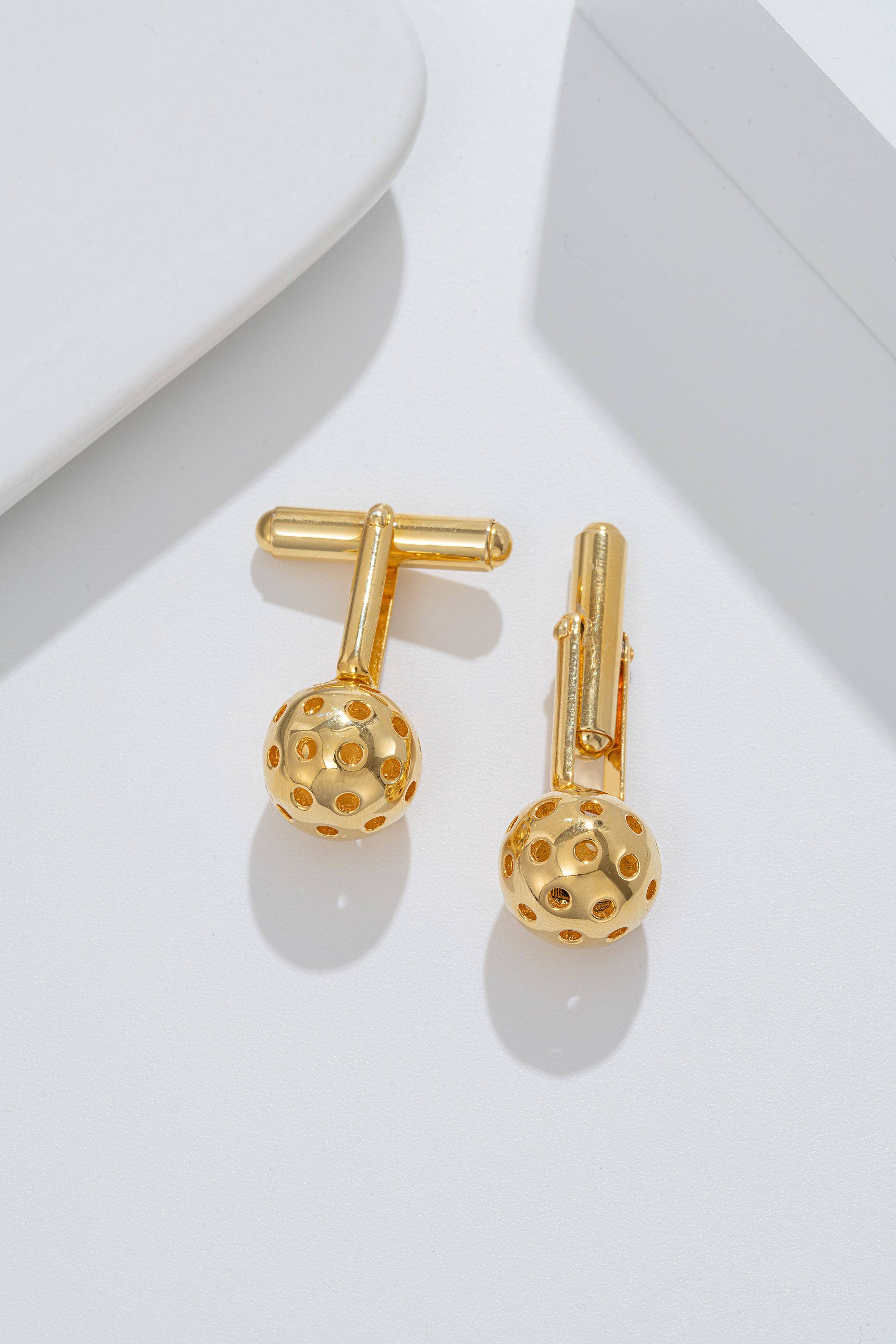 Pickleball Cuff Links Gold Ball