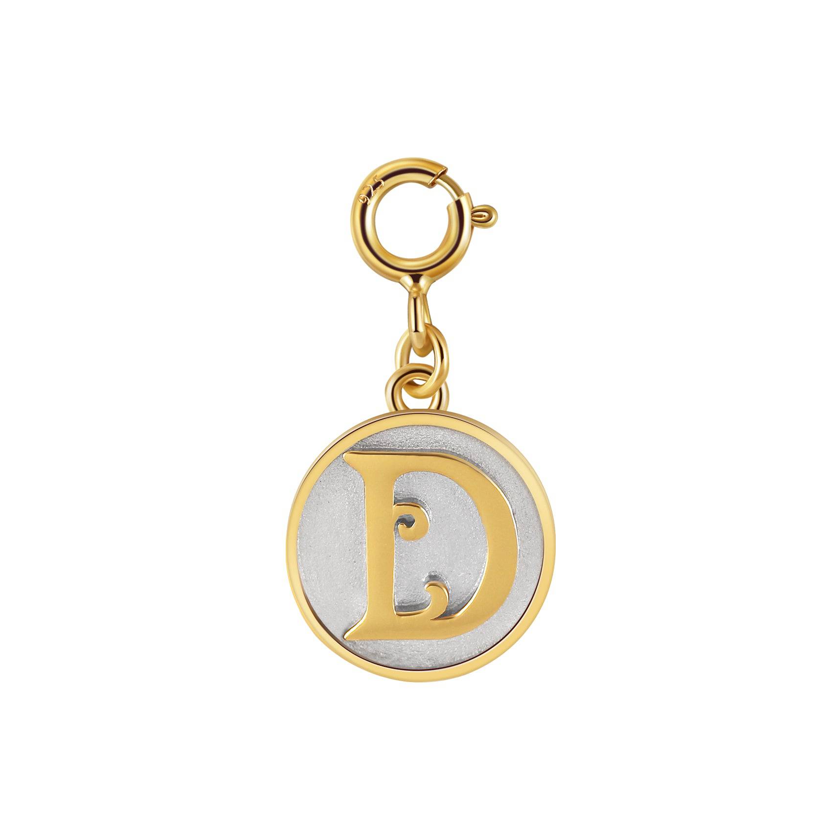 Dainty Fancy Initial Clip on Pendant Charm letter D