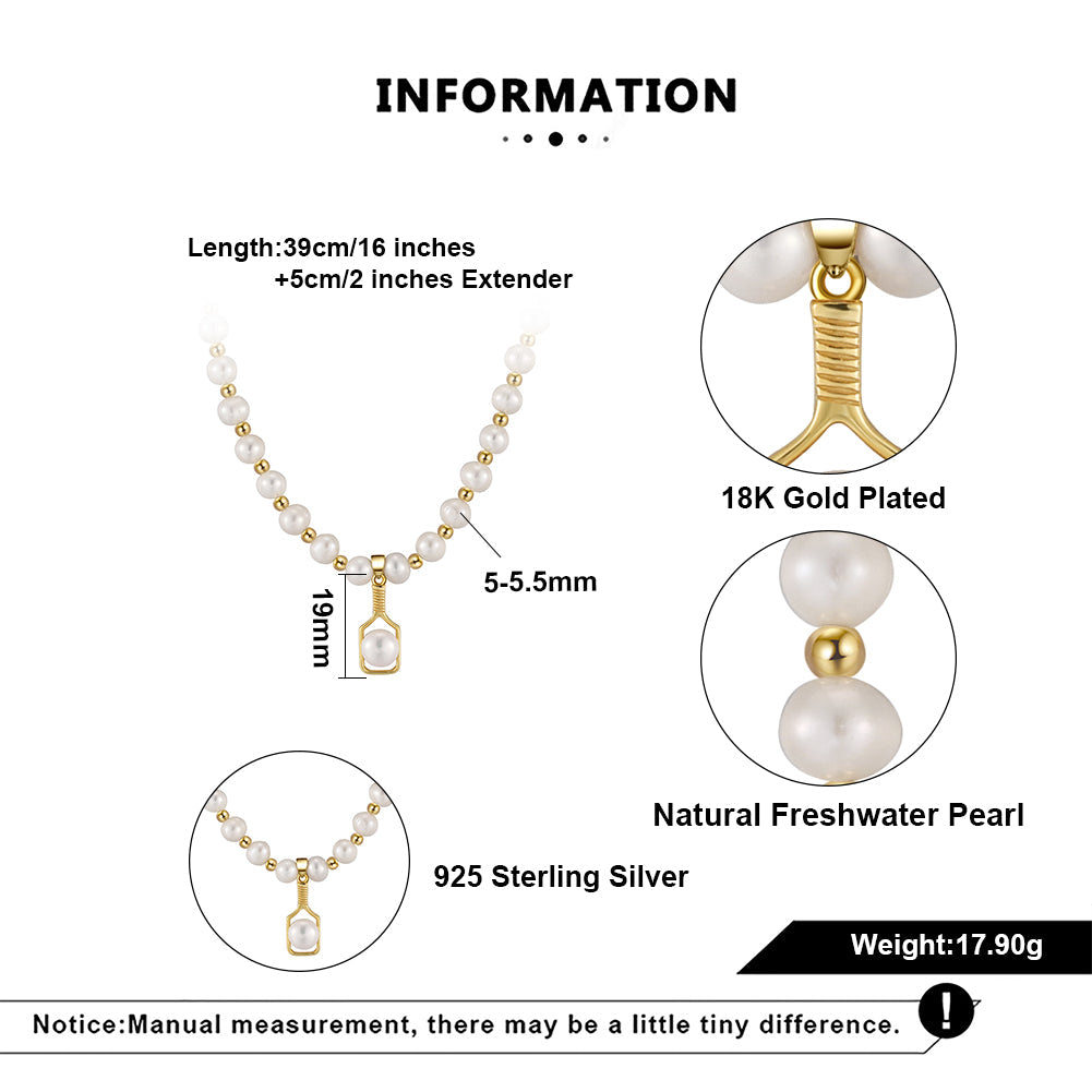 Pickleball Paddle Pearly Necklace Specs