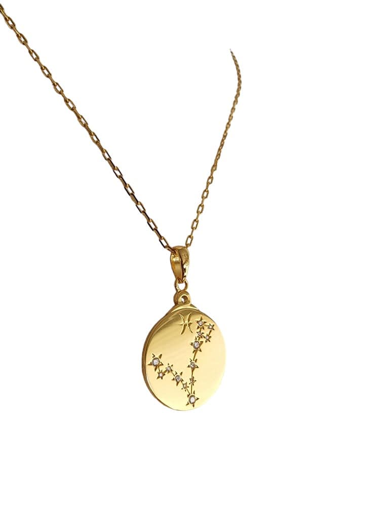 Gold Zodiac Pisces Constellation Necklace