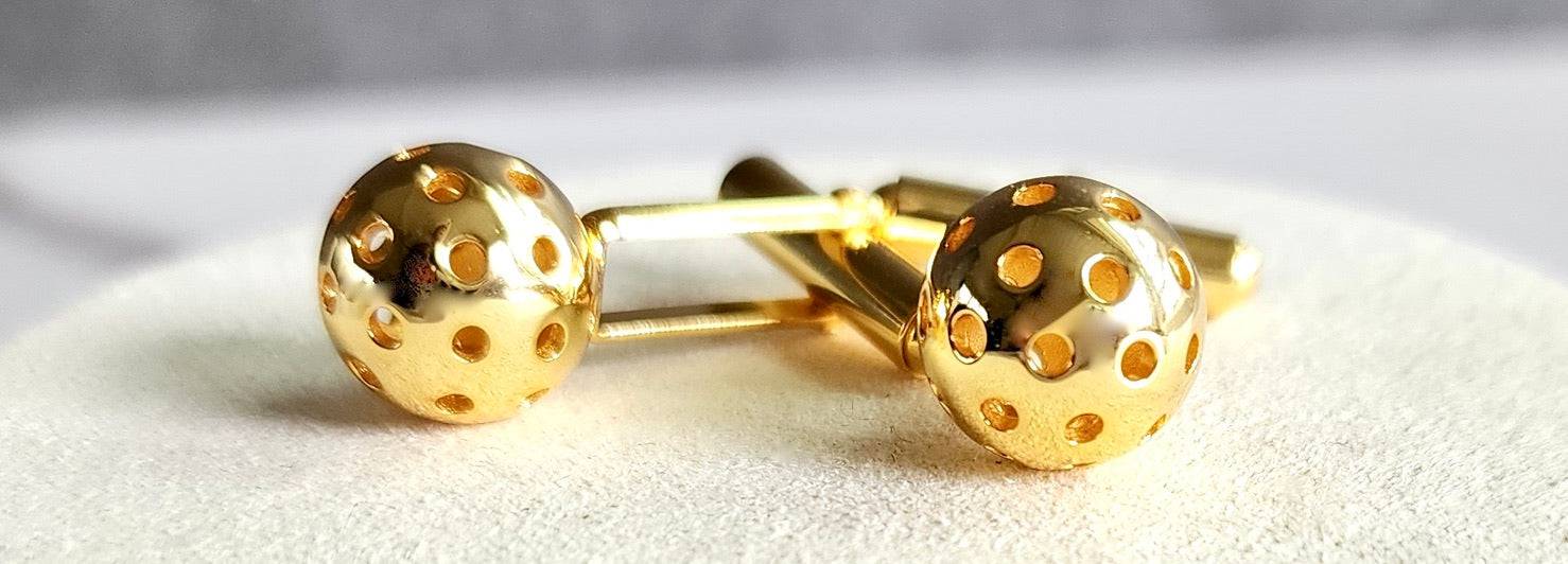 Pickleball Cuff Links Gold Ball