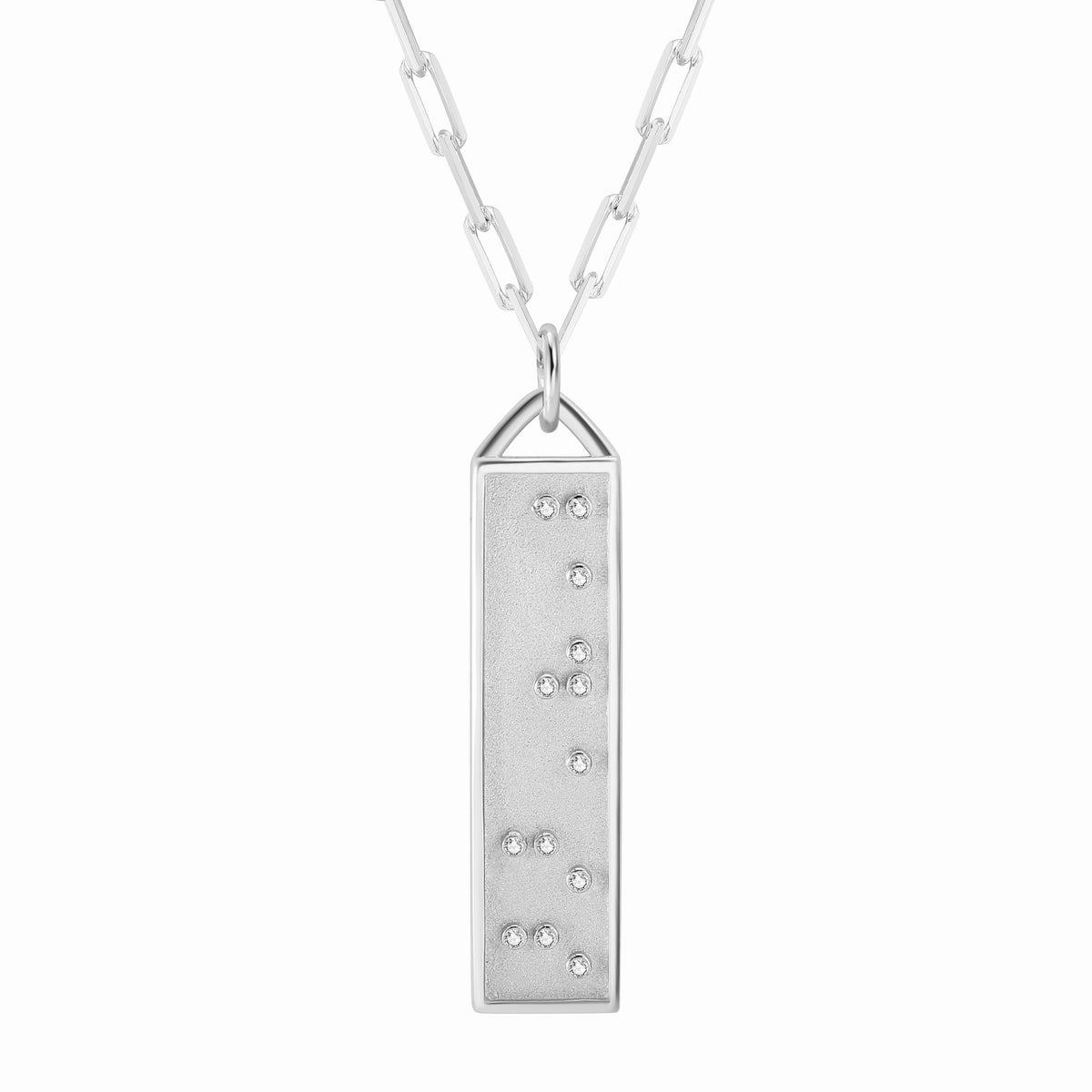 Touchstone Badass Bar Necklace Silver "Badass" in Braille Crystals