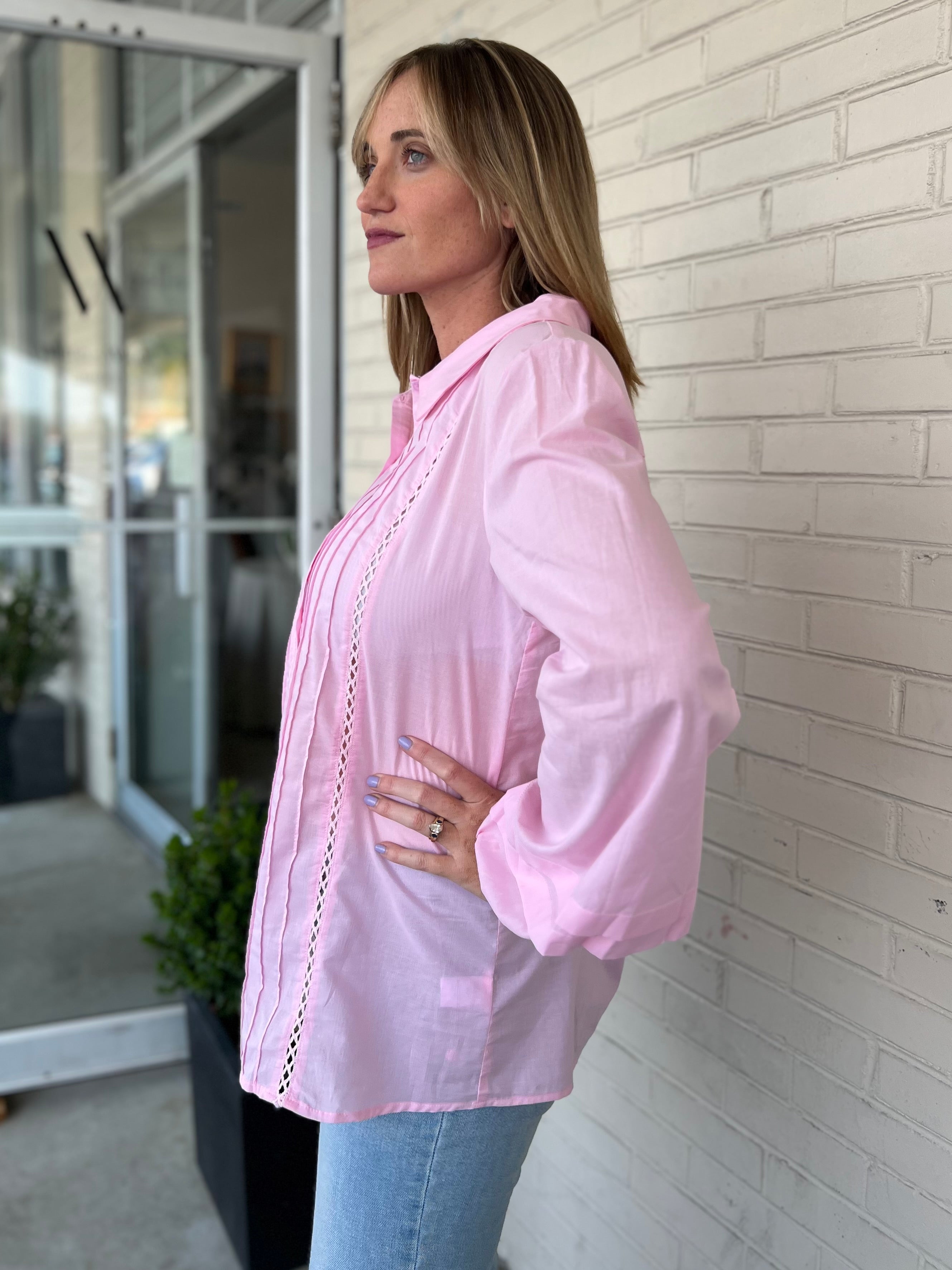 Lalavon | Pink Button Up Cora Shirt | Sweetest Stitch Boutique