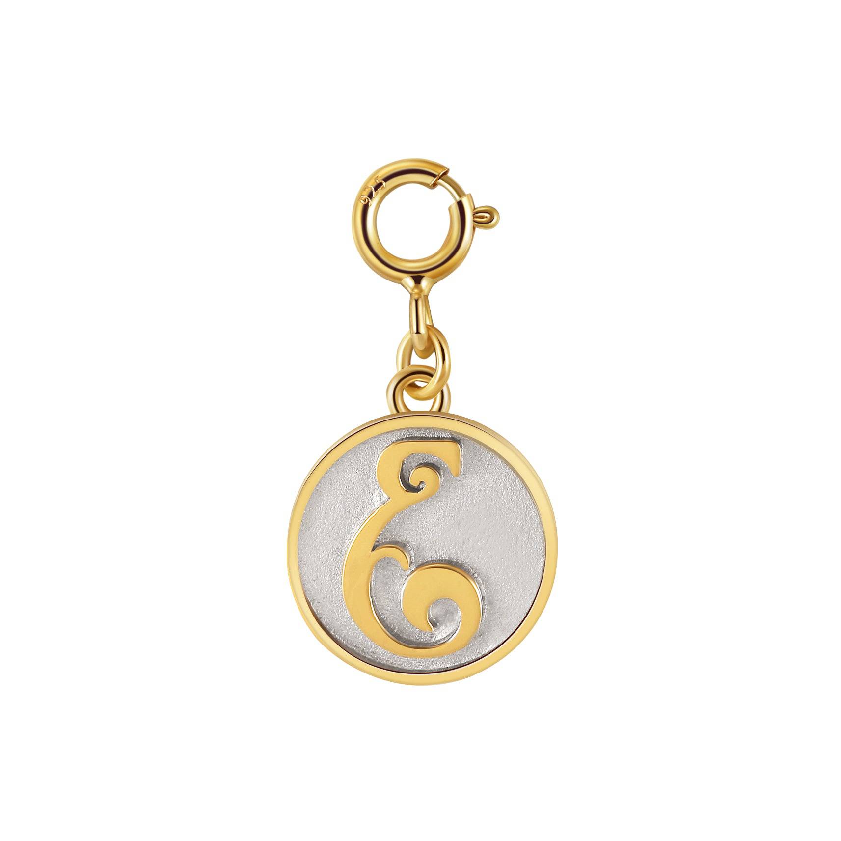 Dainty Fancy Initial Clip on Pendant Charm letter E