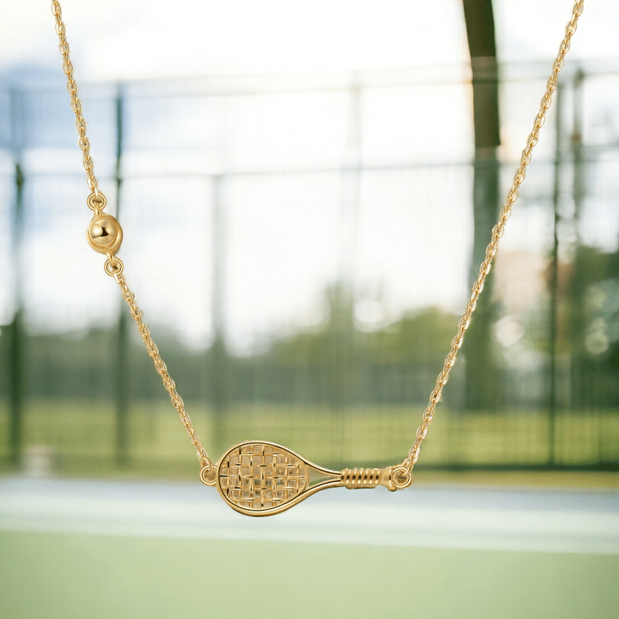 LoveMatch Tennis BABY ACE Gold Racquet and Ball Necklace