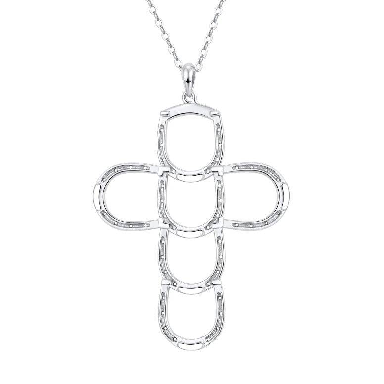 Saints and Saviors Faith & Luck Cross Horseshoe Necklace Silver