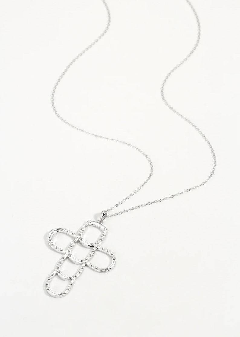 Saints and Saviors Faith & Luck Cross Horseshoe Necklace Silver