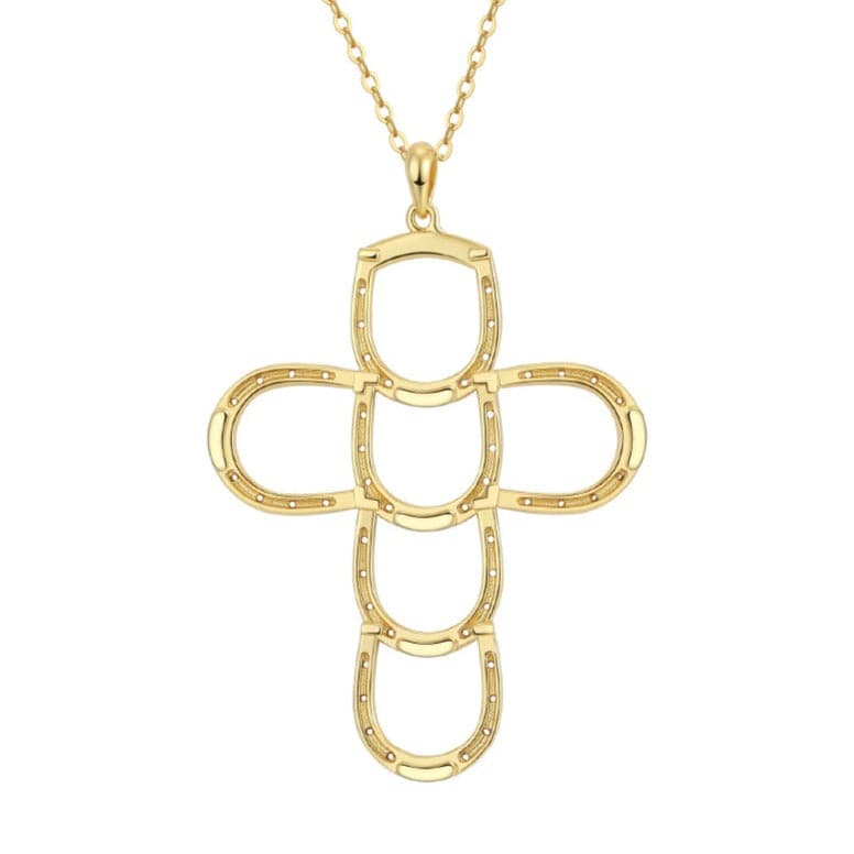 Saints Faith Luck Gold Cross Necklace