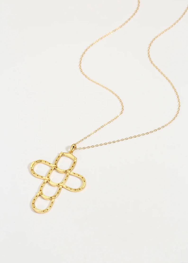 Saints Faith Luck Gold Cross Necklace