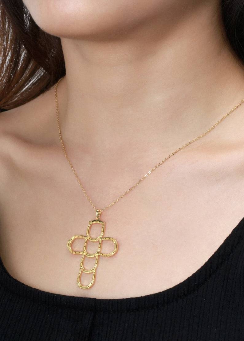 Saints Faith Luck Gold Cross Necklace