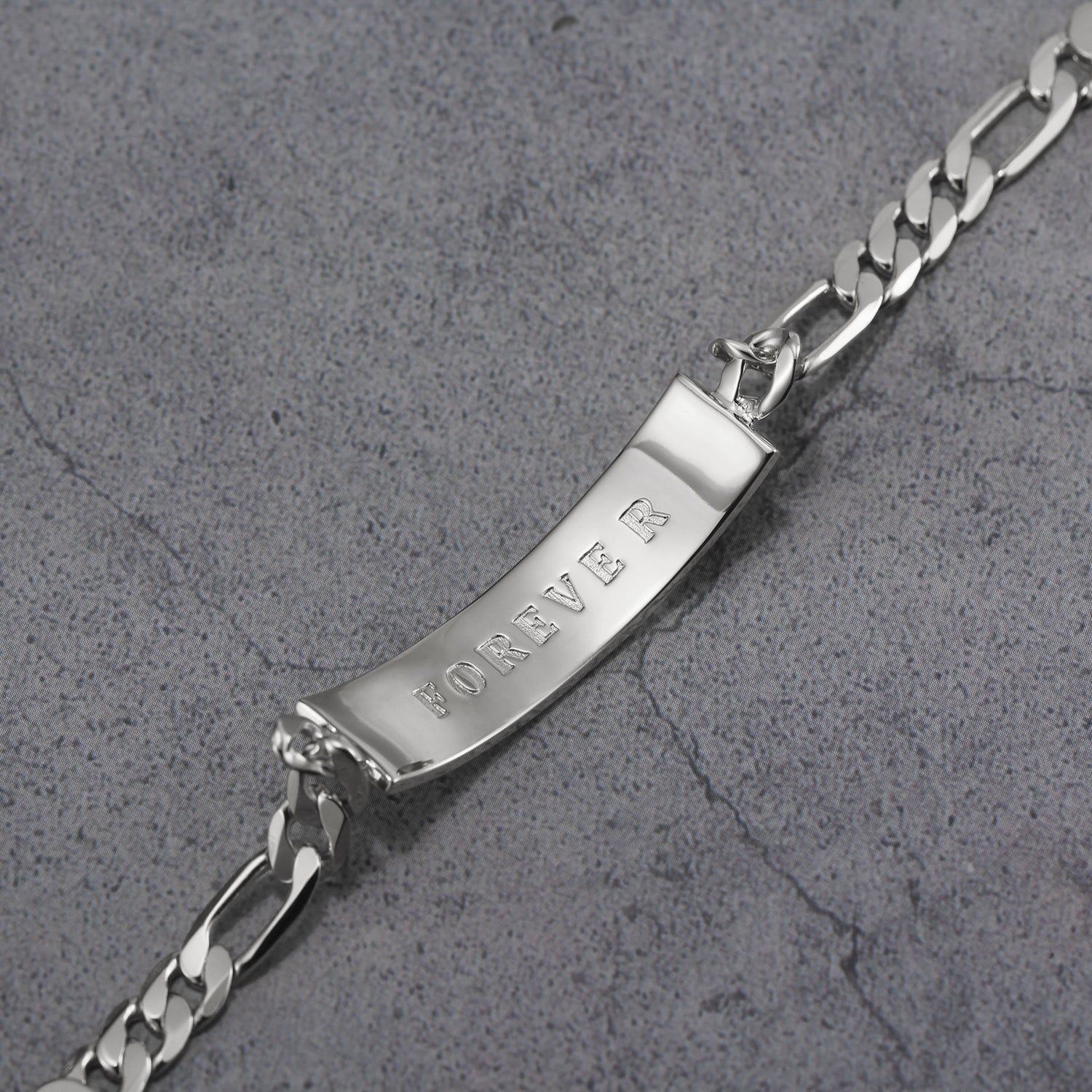 Touchstone 'Forever' ID Link Bracelet in Silver