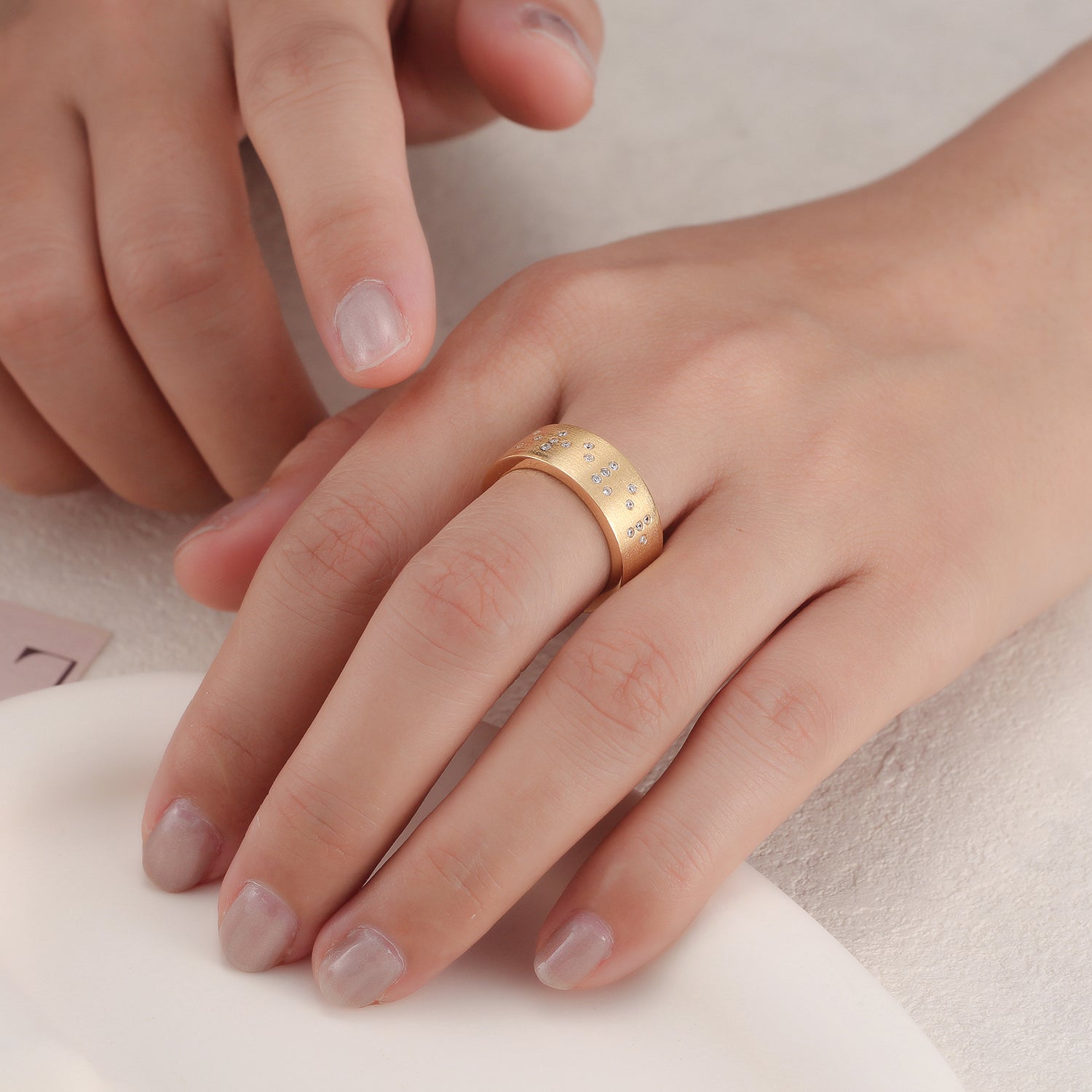 Touchstone Forever Band Ring Brushed Gold