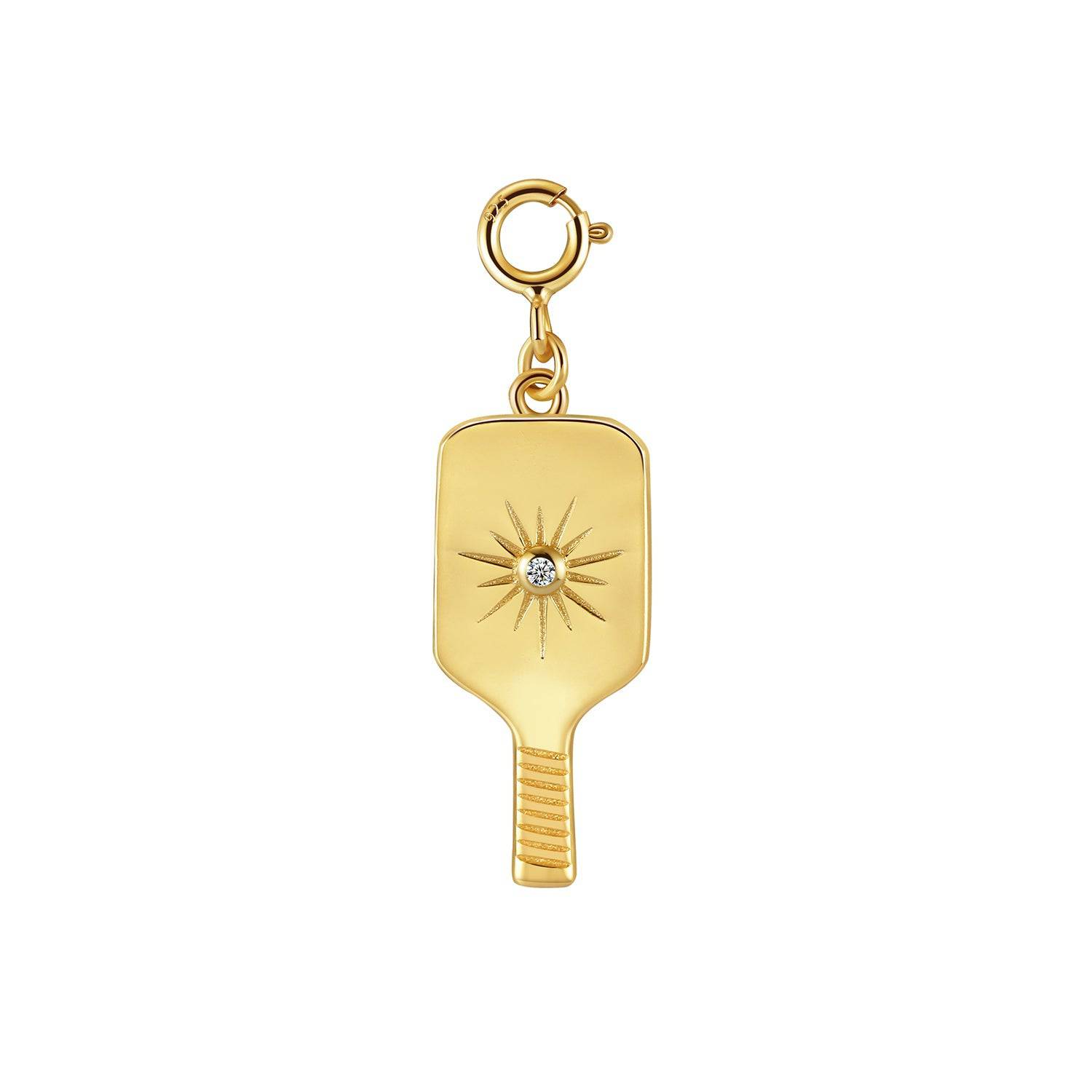 Pickleball Dainty Paddle Clip On Charm Gold