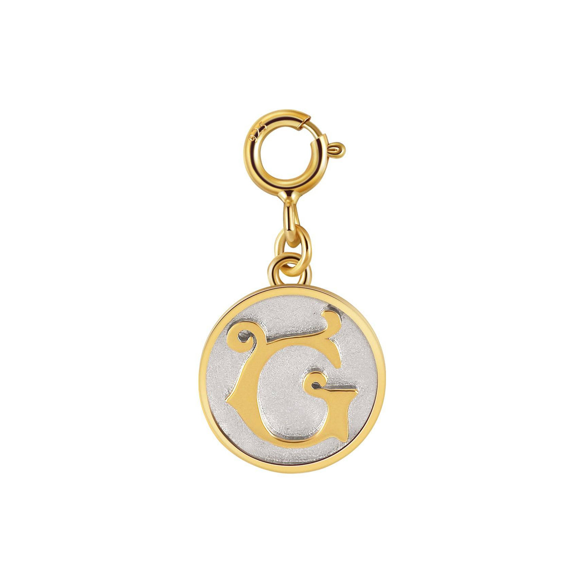 Dainty Fancy Initial Clip on Pendant Charm letter G