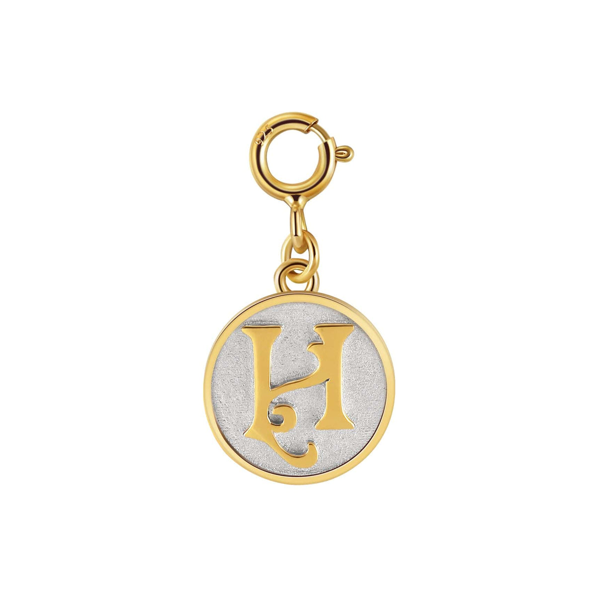 Dainty Fancy Initial Clip on Pendant Charm letter H