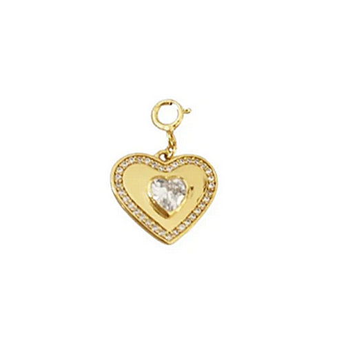 Pickleball Heart Clip on Charm Gold with Crystal