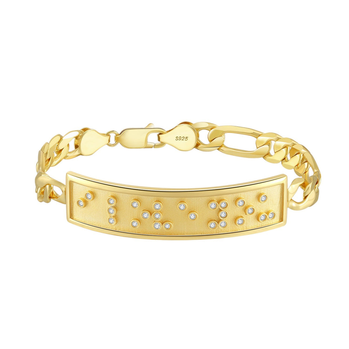 Touchstone I Love You ID Link Bracelet in Gold with Braille Crystals
