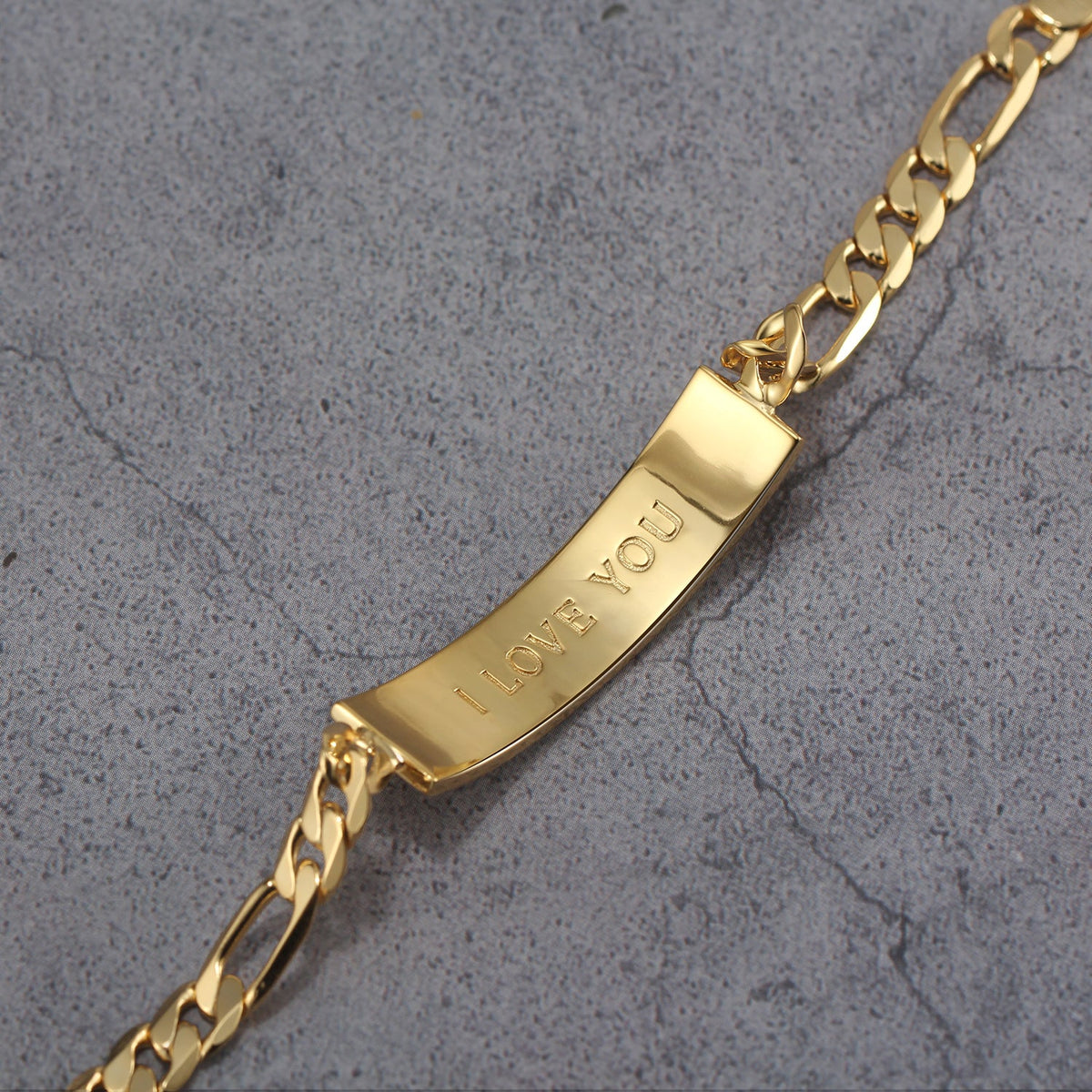 Touchstone 'I Love You' ID Link Bracelet in Gold
