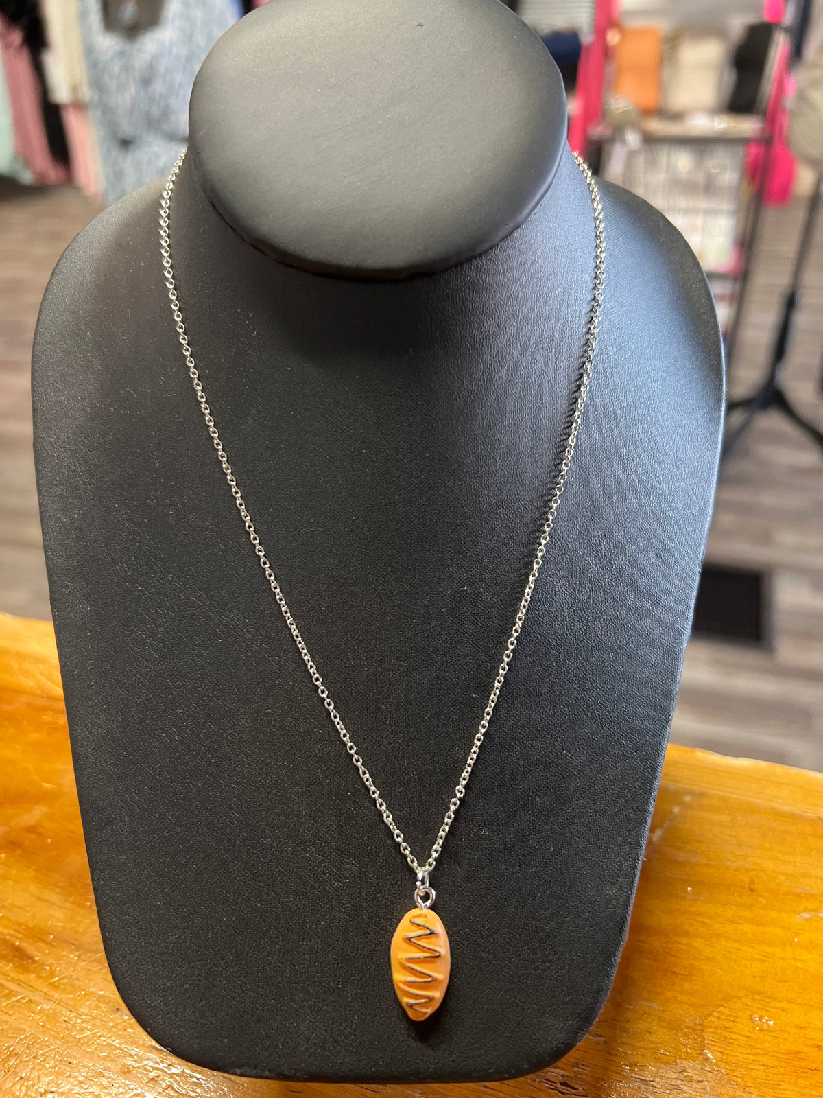 Bread with Chocolate Drizzle .925 Sterling Silver necklace - Athena's Fashion Boutique