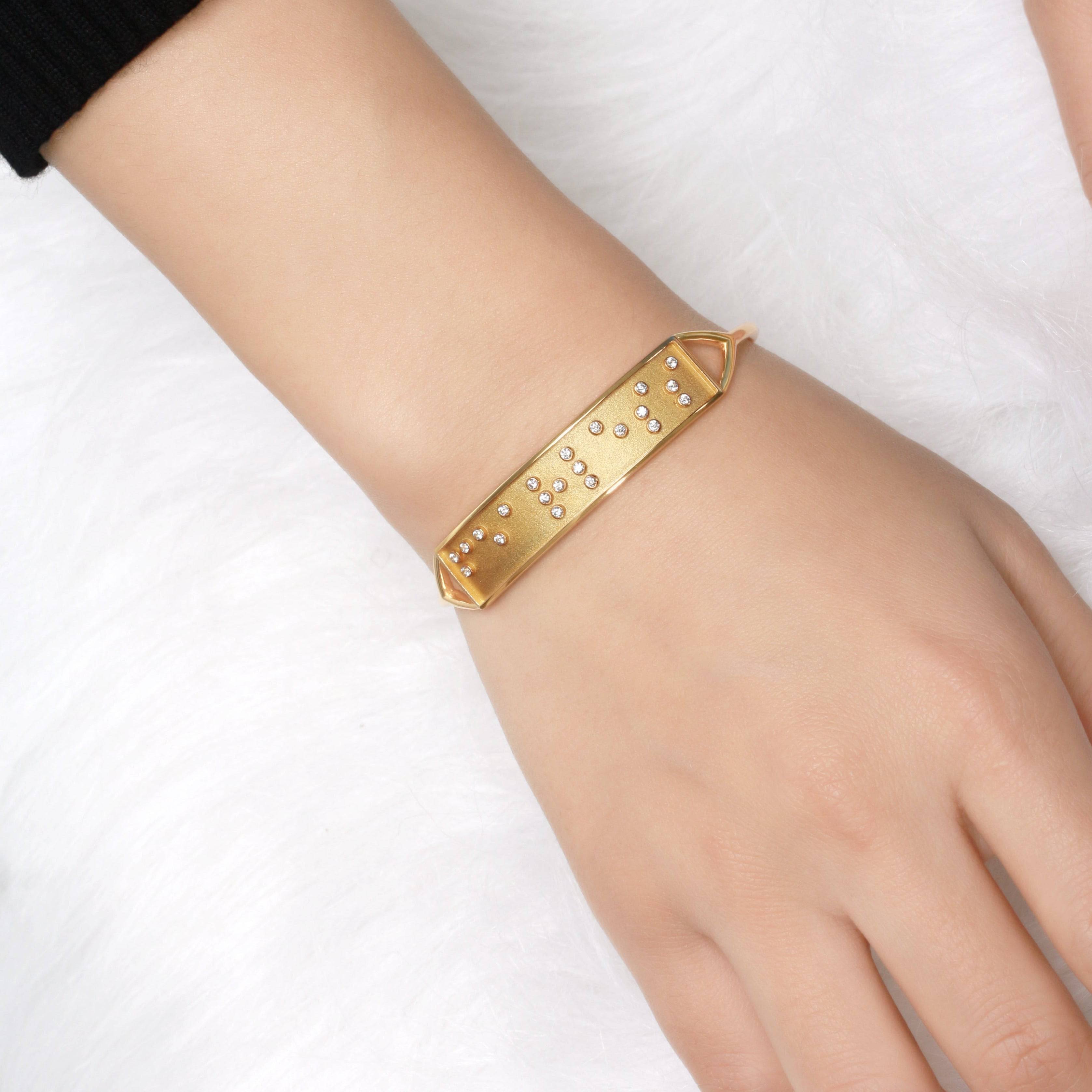 Touchstone I Love You Cuff Gold on model