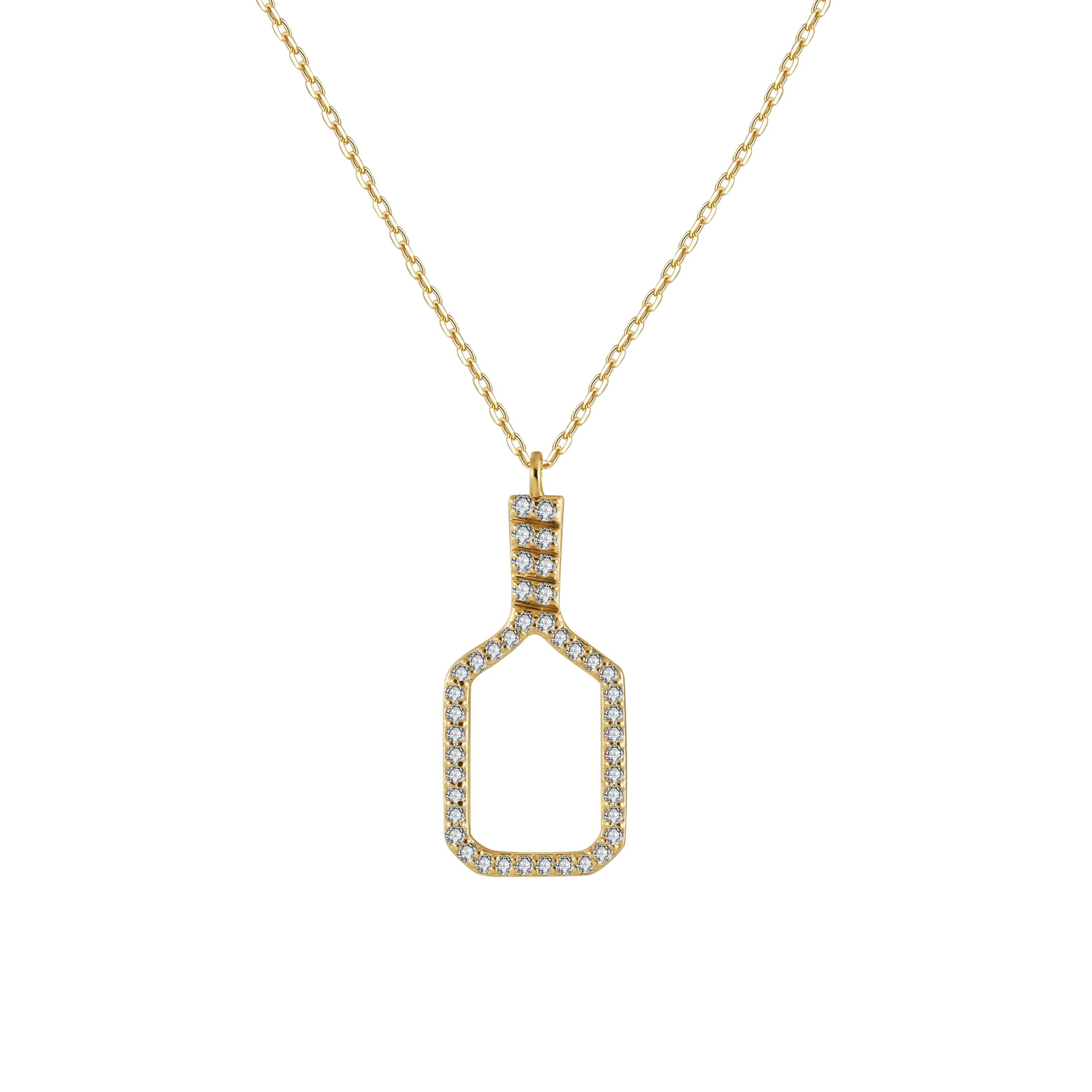 Pickleball Belle Volley FINE Necklace Solid 14k Gold with Diamonds