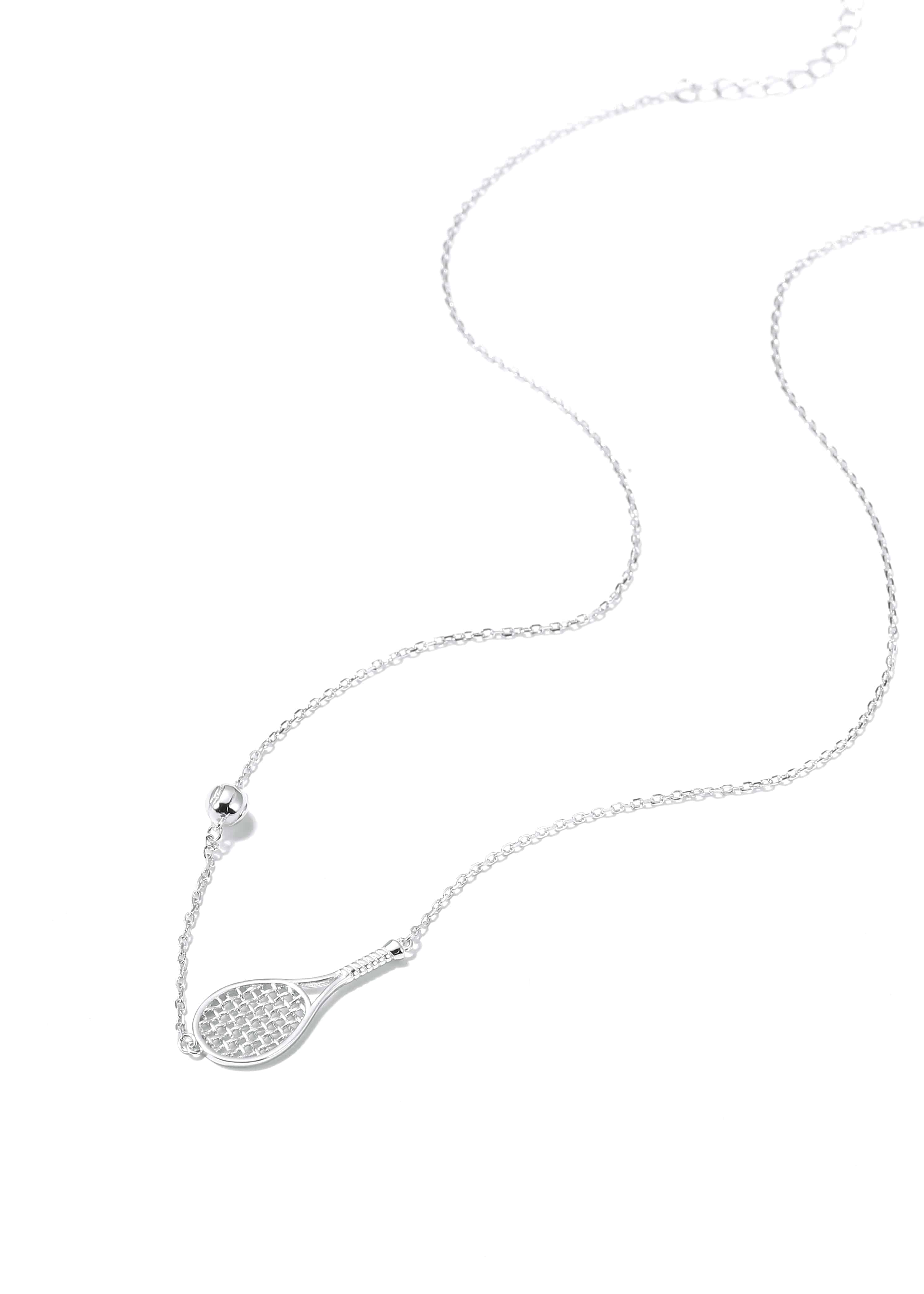 LoveMatch Tennis Ace Racquet and Ball Silver Necklace