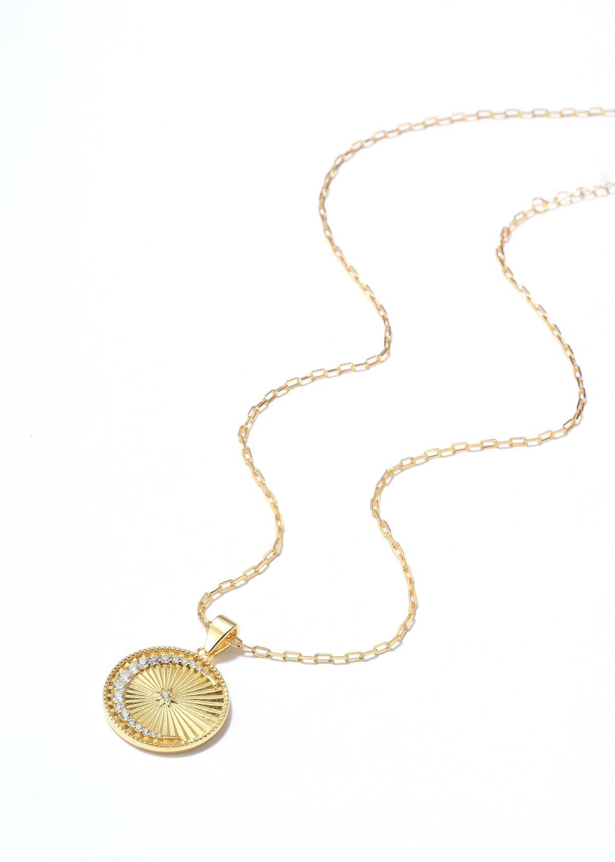 Saints and Saviors Over The Moon Pendant Necklace Clear Crystals