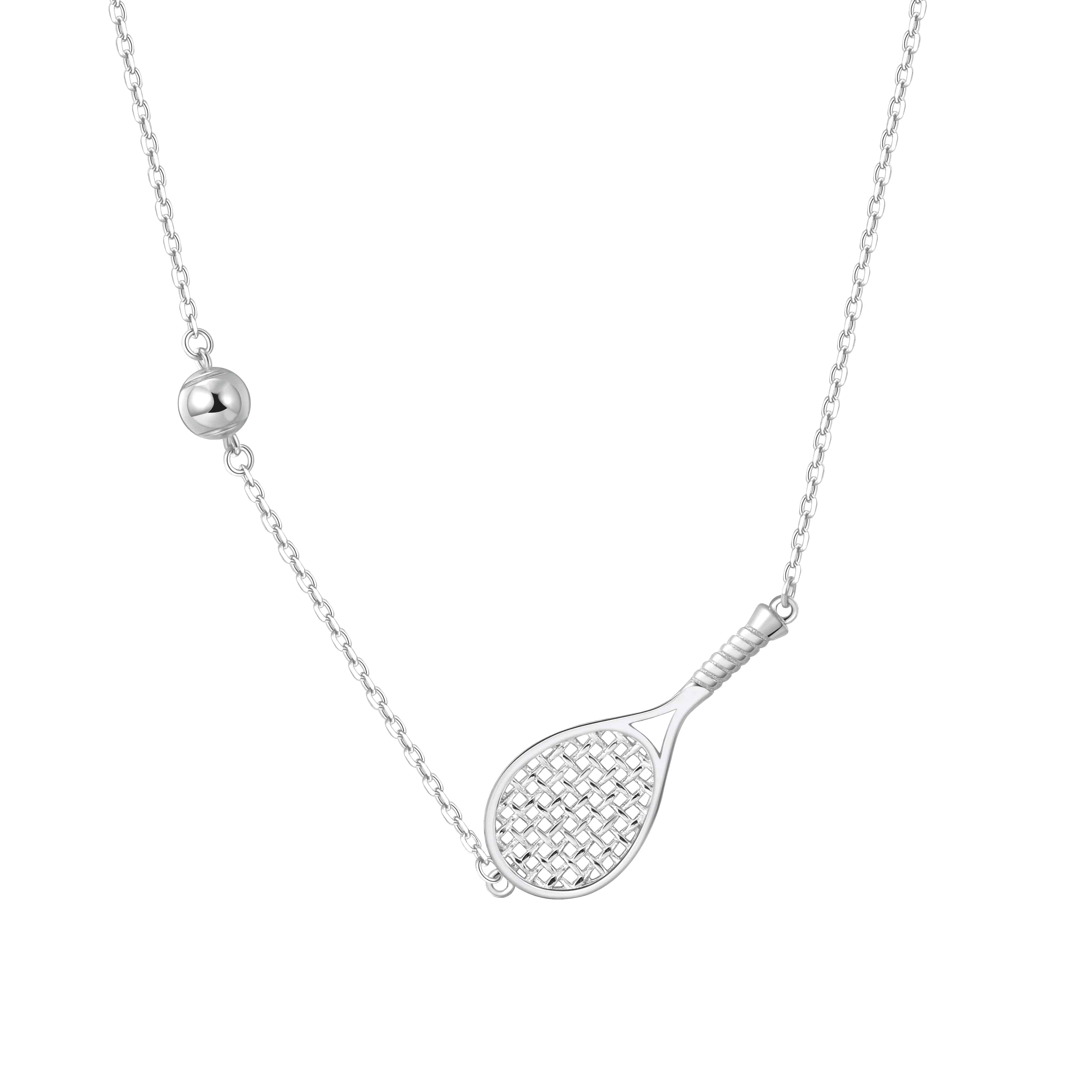 LoveMatch Tennis Ace Racquet and Ball Silver Necklace