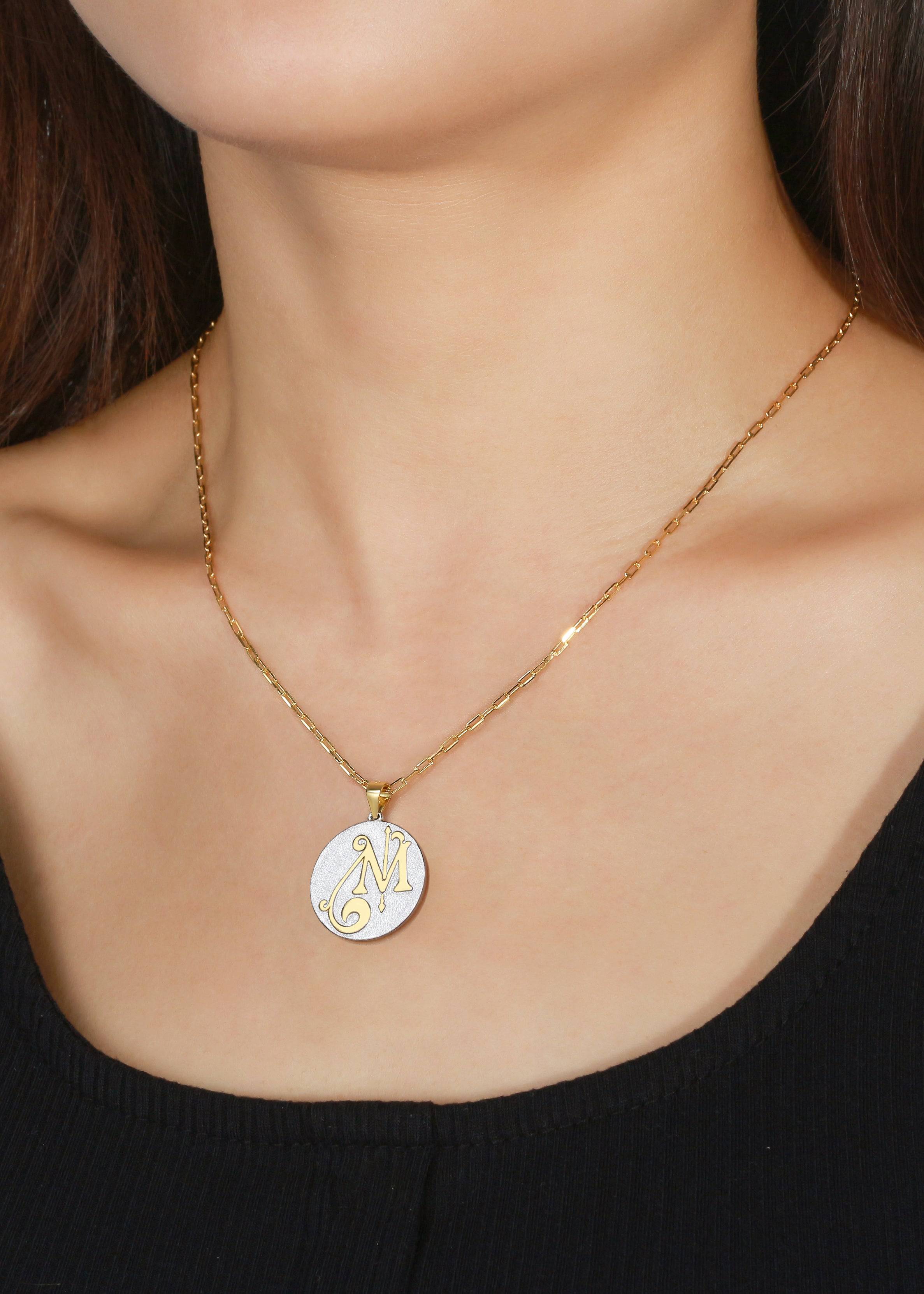 Saints & Saviors Fancy Initial Pendant Necklace A-Z