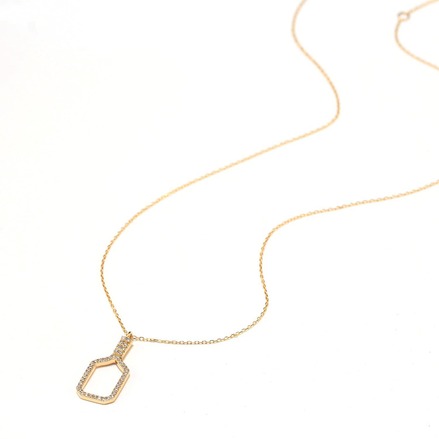 Pickleball Belle Volley FINE Necklace Solid 14k Gold with Diamonds