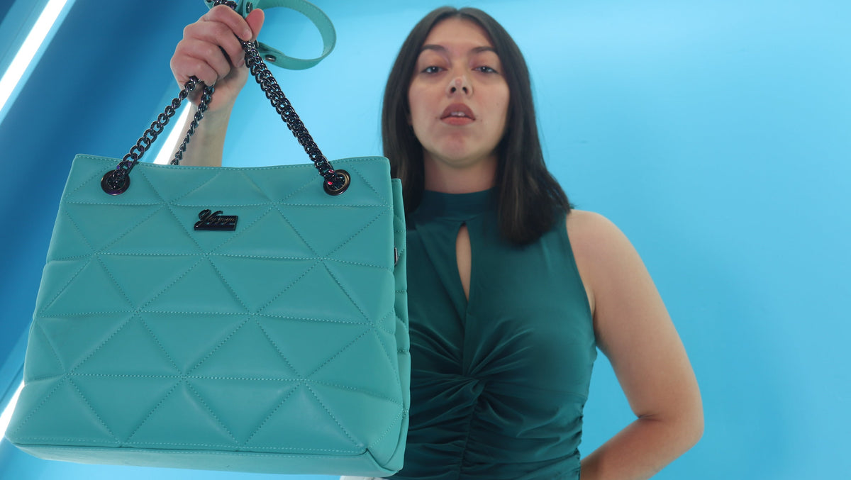 YbY Baby Blue Quilted Tote Bag - Yayas Glam & Gift Shop