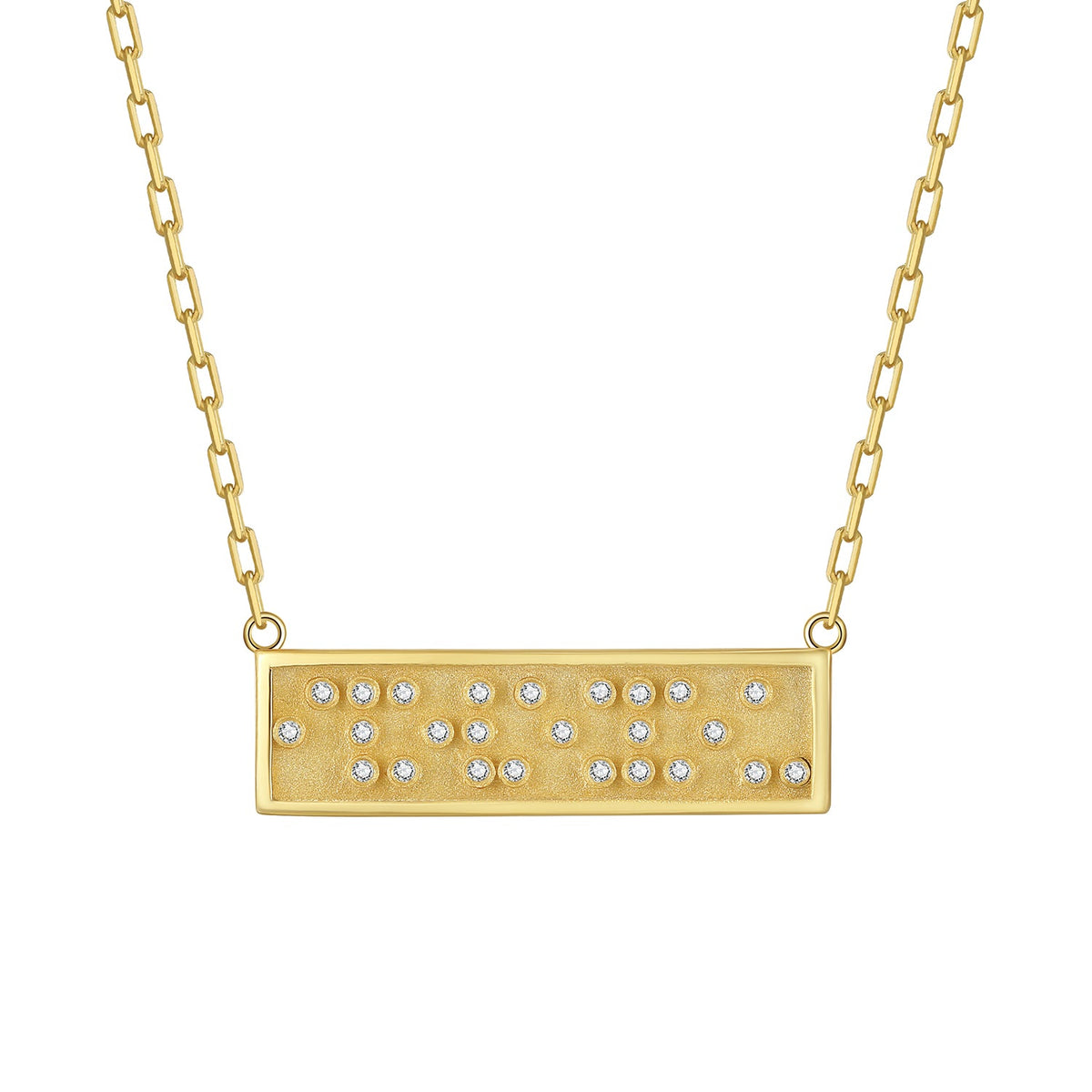 Touchstone I Love You Mini-Bar Necklace in Gold with Braille 'I Love You' Crystals on white background
