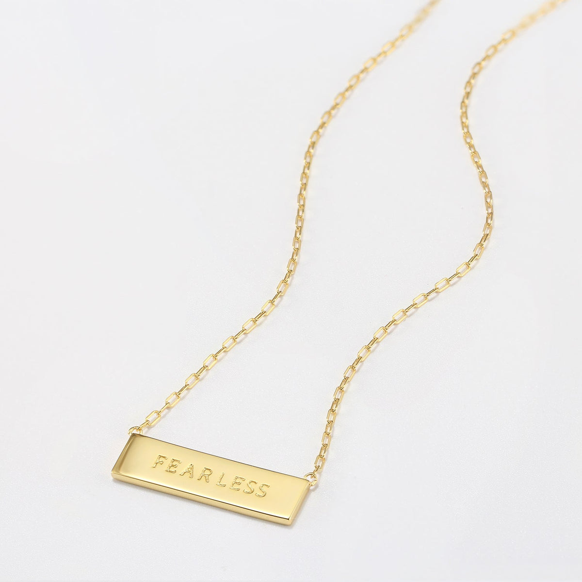 Touchstone Fearless Mini-Bar Necklace Gold on white background