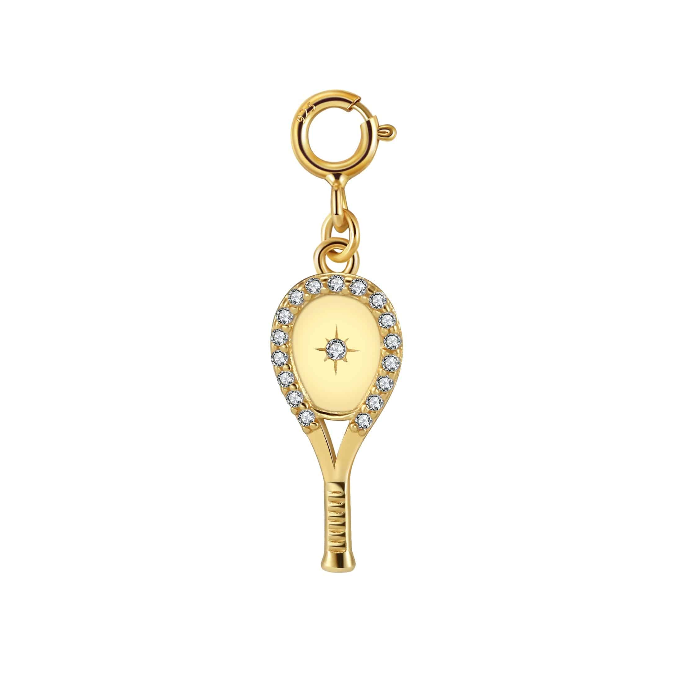 LoveMatch Tennis Racquet Pendant Necklace Gold