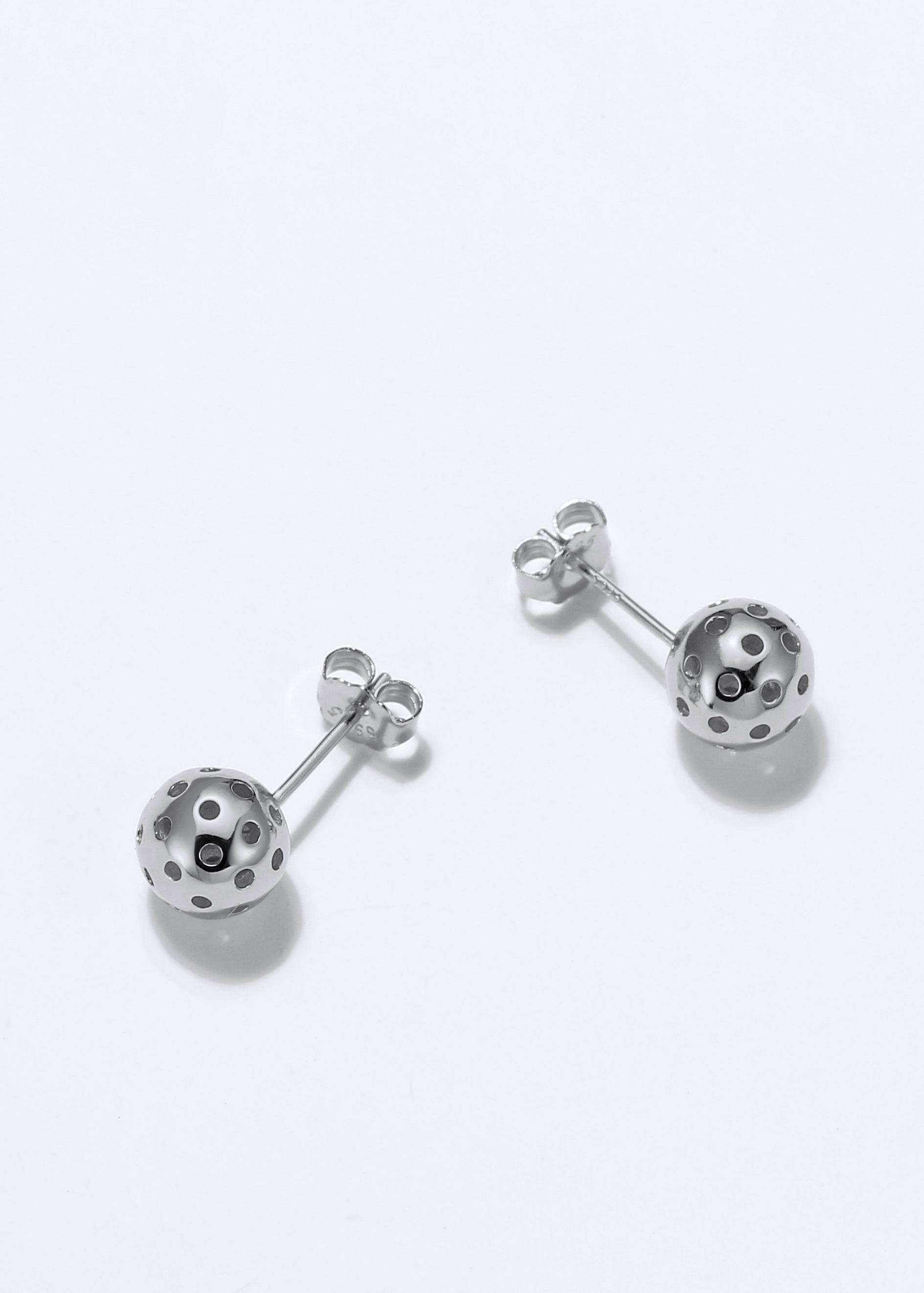 Pickleball Ball Stud Earrings Silver