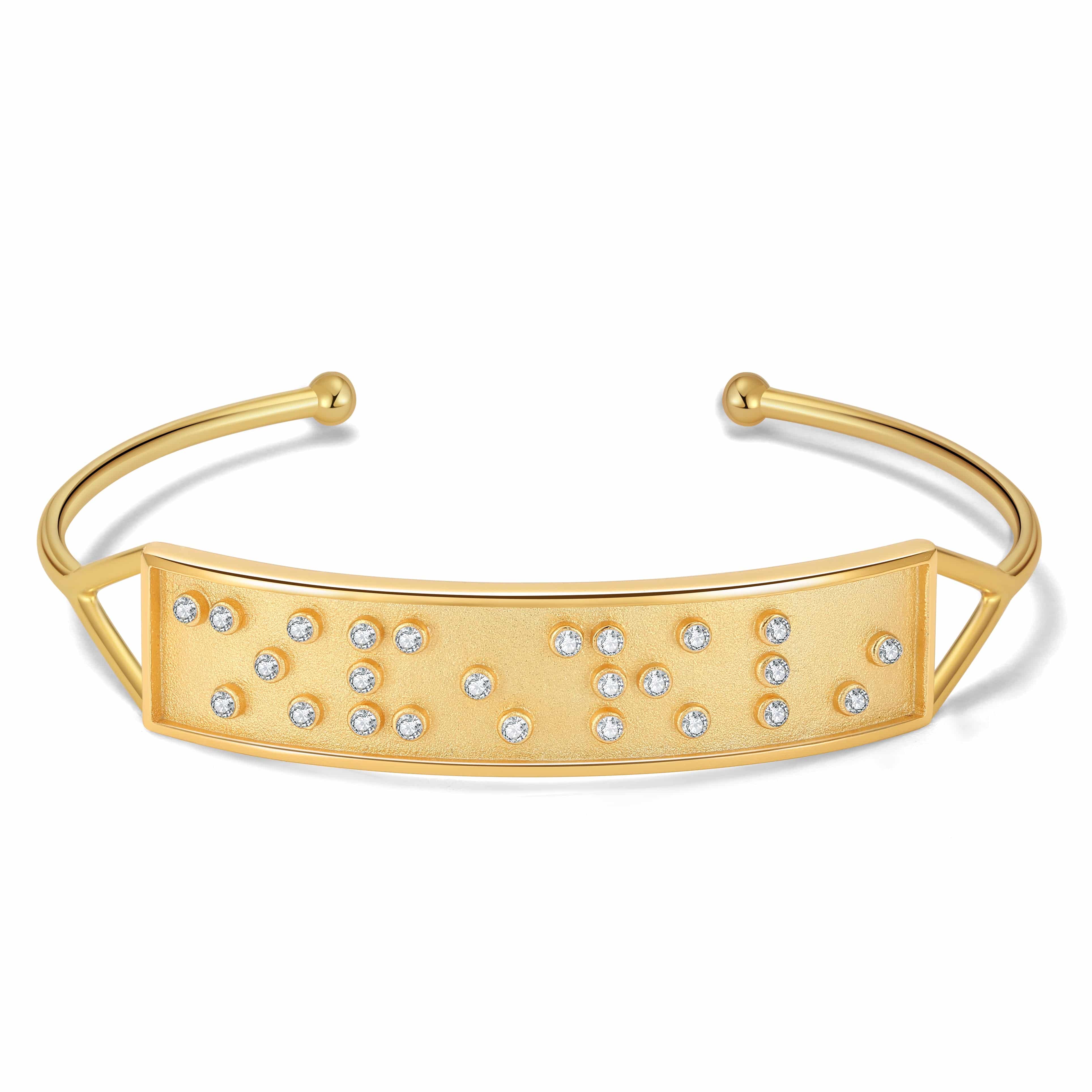Touchstone I Love You Cuff Gold "I Love You" Braille Crystals