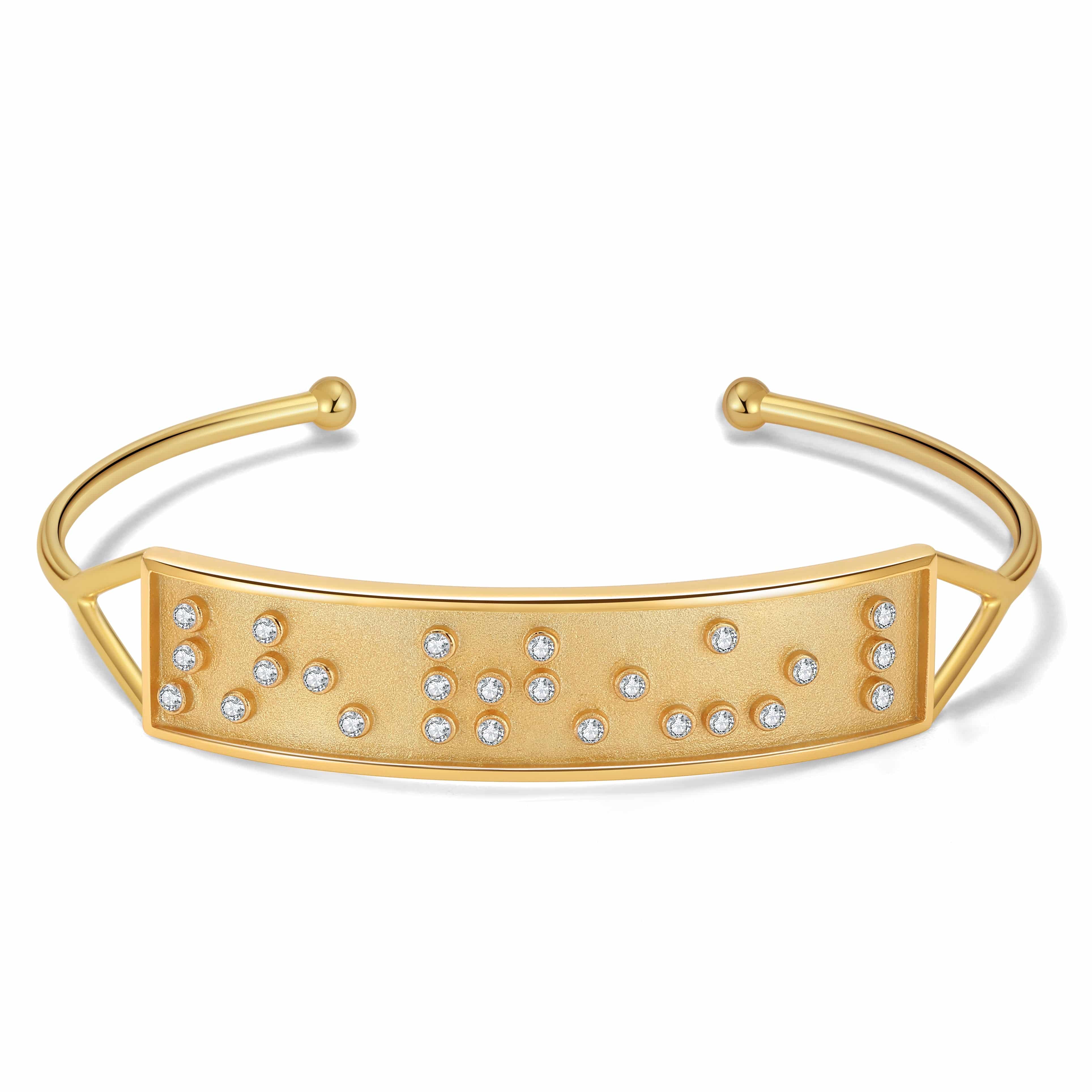 Touchstone Limitless Cuff Gold "Limitless" in Braille Crystals