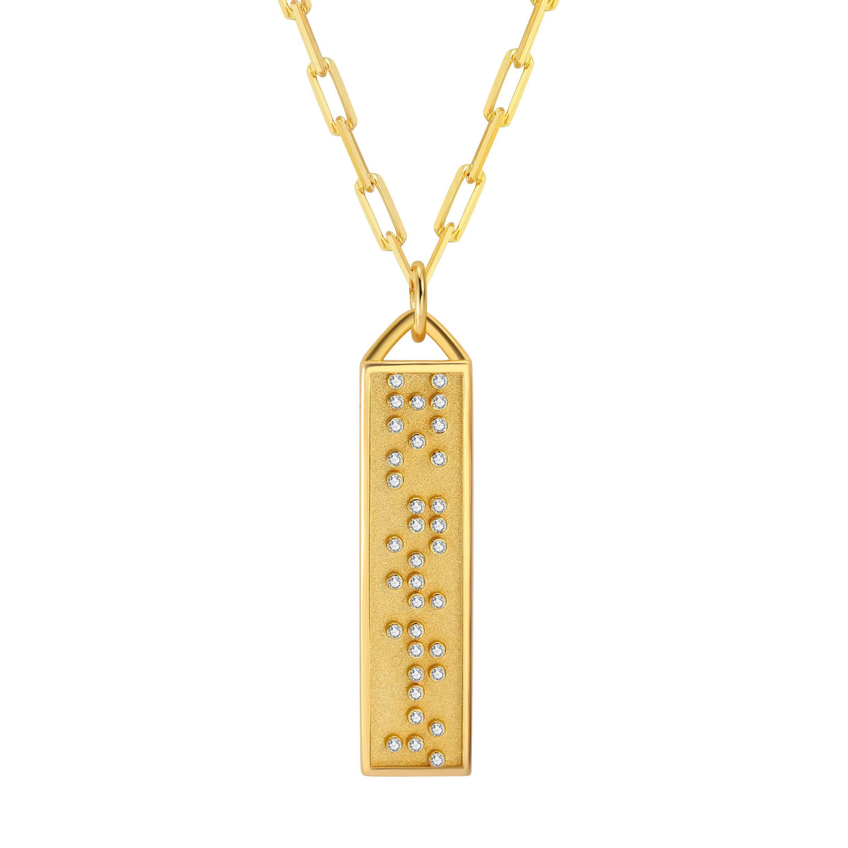 Touchstone You Got This Bar Necklace Gold Depicting "You Got This" in Braille Crystals
