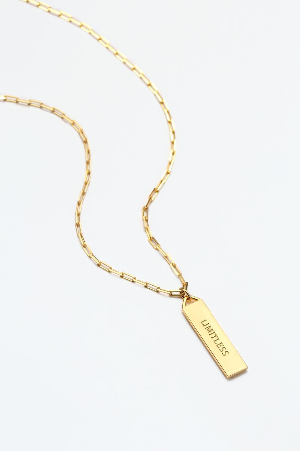 Touchstone Limitless Engraved Bar Necklace Gold